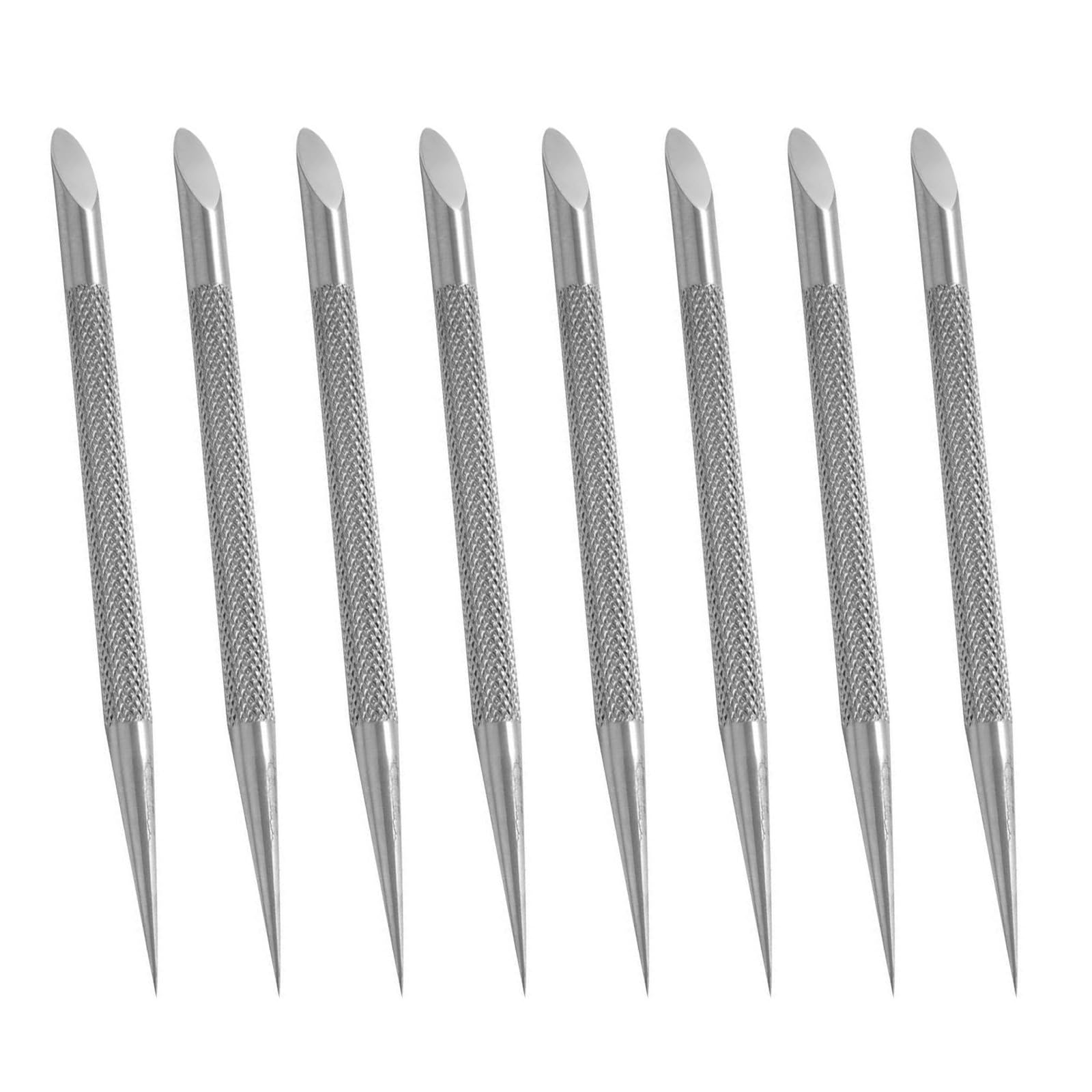 8pcs stainless steel cutin remover gel nail dead skin polishing peeler, cutin pushing tool, professional pedicure art care portable nail cleaner