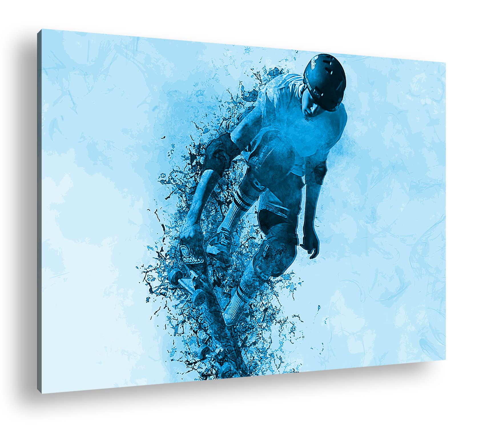Spingender Skater Illustrazione Effetto: Disegno su Tela già incorniciata su Cornice in Vero Legno, Stampa Digitale di Alta qualità con Telaio, nessun Poster o Poster, 100x70