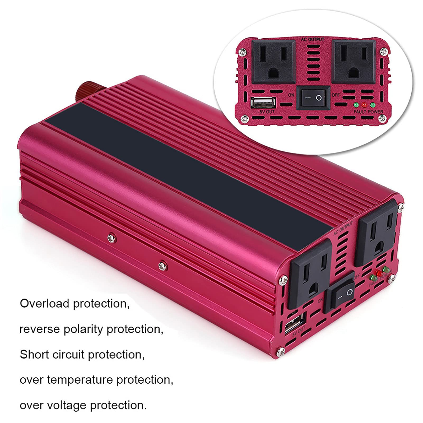 Alvinlite 1500W Power Inverter 12V DC to 110V AC Car Plug Adapter Outlet Converter with USB AC Car Charger for Laptop Computer