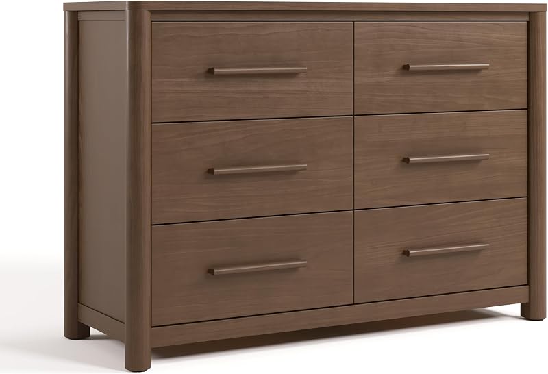 Storkcraft Malta 6 Drawer Dresser, Hazelnut | GREENGUARD Gold Certified, Wood Dresser for Bedroom, Nursery & Kids Bedroom Storage, Safety Interlocking Drawer System
