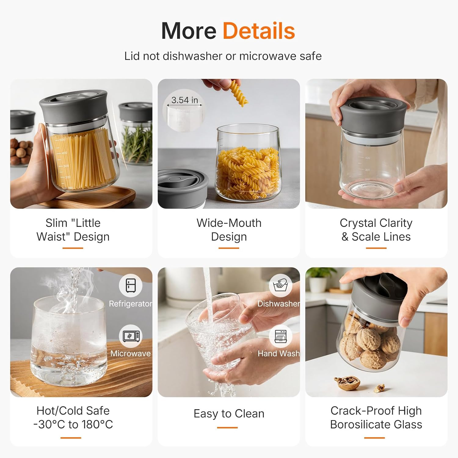 2-Pack Airtight Mason Jar with Silicone Ring, Upgraded Glass Storage Jars with lids, 17oz Wide Mouth Food Jars & Canisters for Coffee Grounds, Creamer, Candy, Sugar