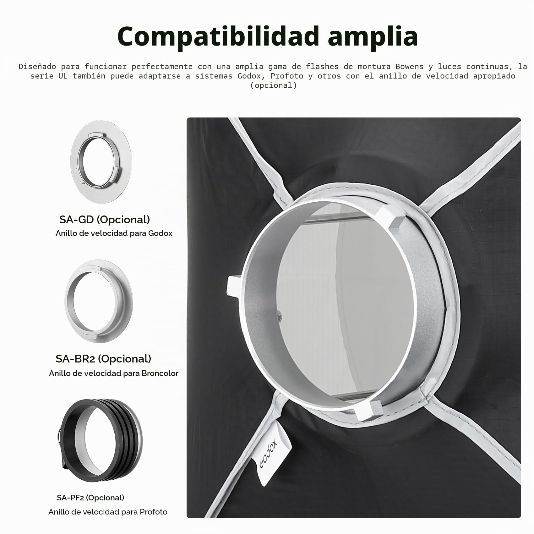 Godox UL-BOX-90 Rectangular Softbox 90x90cm Rápido Interruptor Softbox | Bowens Mount para MS200-V MS300-V SK400II-V DP400III-V DP600III-V SL60W SL60IID SL60IIBi SL100D SL100Bi y Otro Estudio Flash