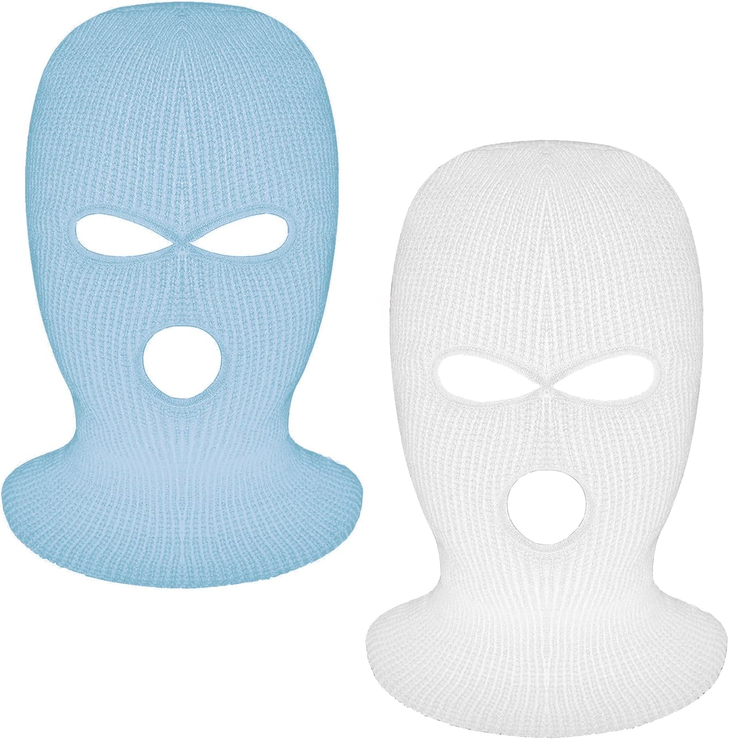 2 Pieces 3-Hole Full Face Mask Cover Ski Mask Winter Balaclava Cap Knitted Face Cover for Winter Outdoor Sports