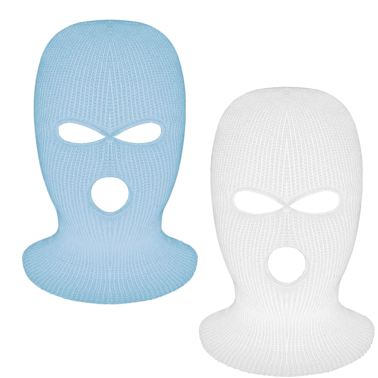 Tmflexe2 Pieces 3-Hole Full Face Mask Cover Ski Mask Winter Balaclava Cap Knitted Face Cover for Winter Outdoor Sports