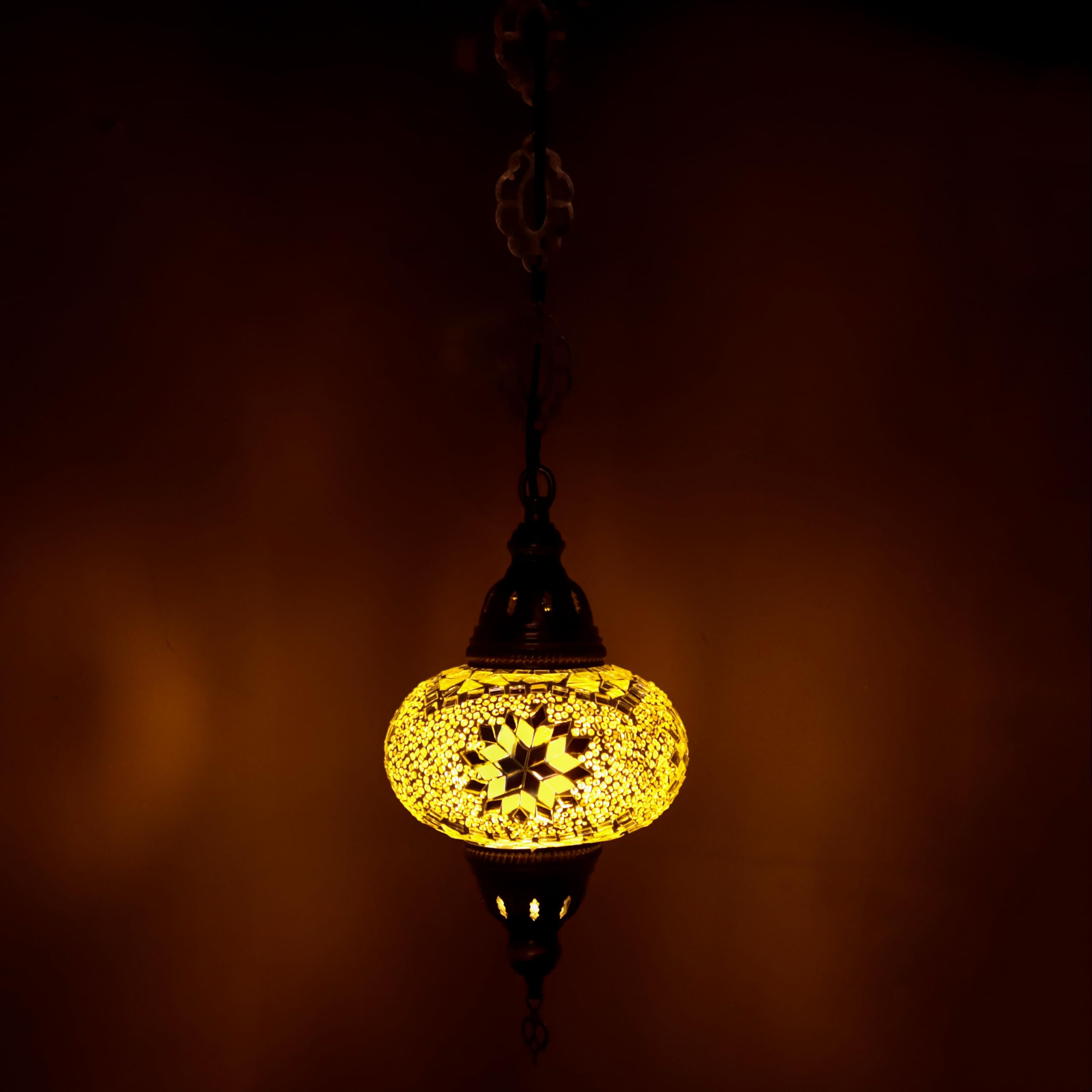 ENVA Turkish Moroccan Handmade Glass Mosaic Ceiling Hanging Chandelier Light Lamp Large Globe