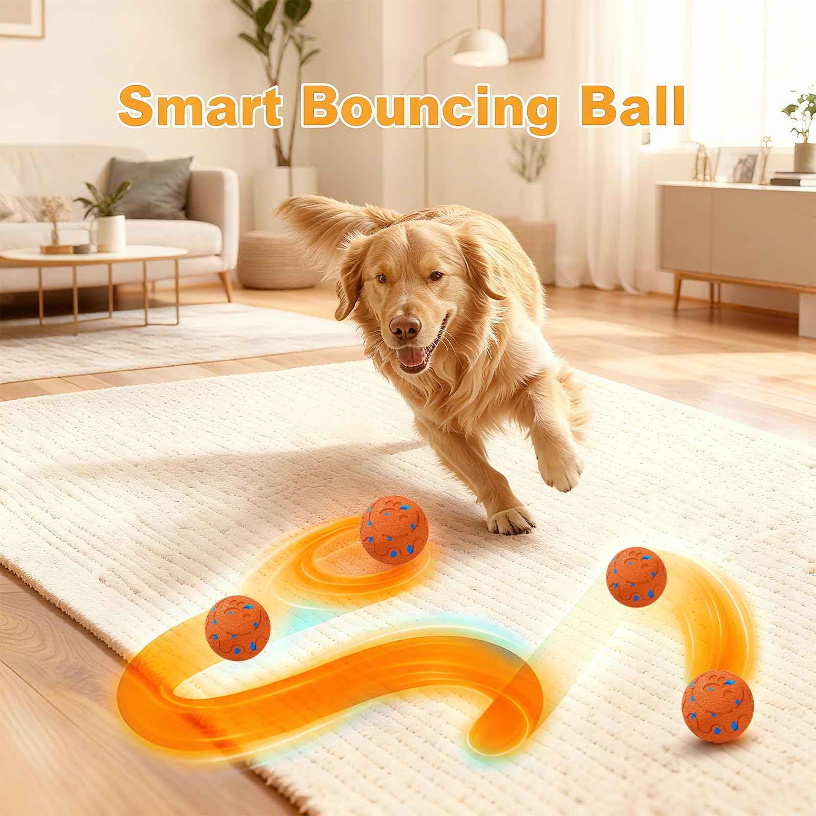 Jouet interactif pour chien, jouet pour chien à mouvement automatique et roulant avec 3 modes, balle intelligente activée par le mouvement pour chiens M/L, rechargeable par USB, E-TPU résistant à la