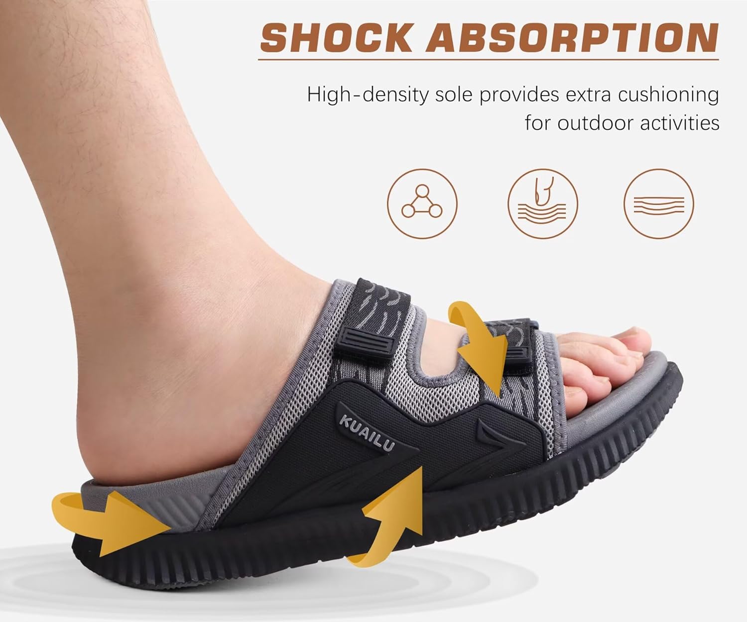 KuaiLu Mens Orthotic Sandals Athletic Thick Cushion Recovery Sport Slides Adjustable Strap Open Toe Walking Sandles With Comfortable Plantar Fasciitis Arch Support - Image 8