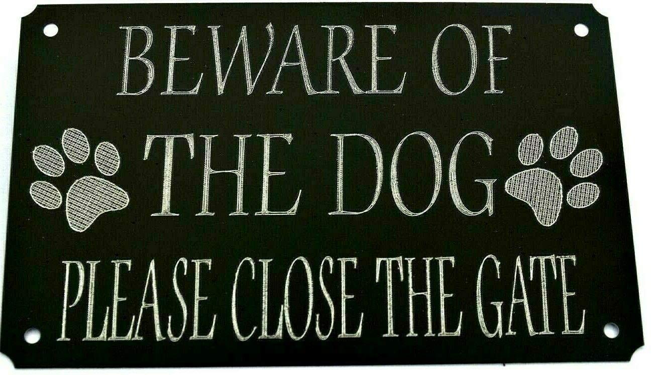 RIFOSA 12"x8" Close The Gate Sign Beware Of The Dog Plaque Metal Sign