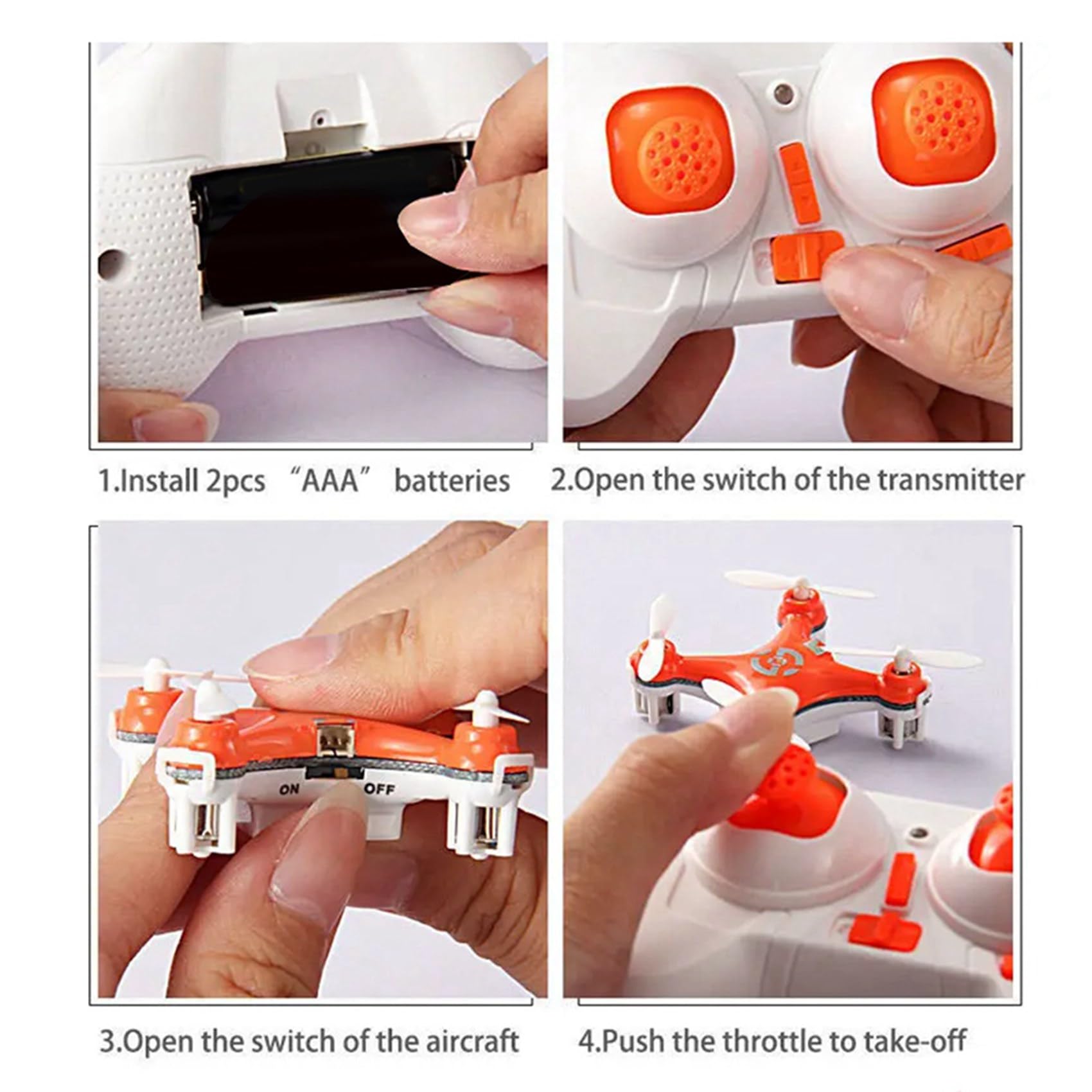 2X RC Quadcopter Cx10 Mini Drone Telecomandato 2.4G 4CH con LED Elettronico Elicottero Elettrico Aereo Giocattoli per Bambini-B