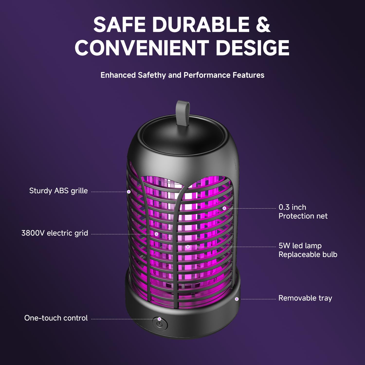 Zanzariera Elettrica da Interno, Antizanzare Elettrico Portatile, Lampada Antizanzare Casa, Lampada Zanzare Esterno, Racchetta Zanzare Atossica Anti Mosche UV Campeggio 100m²