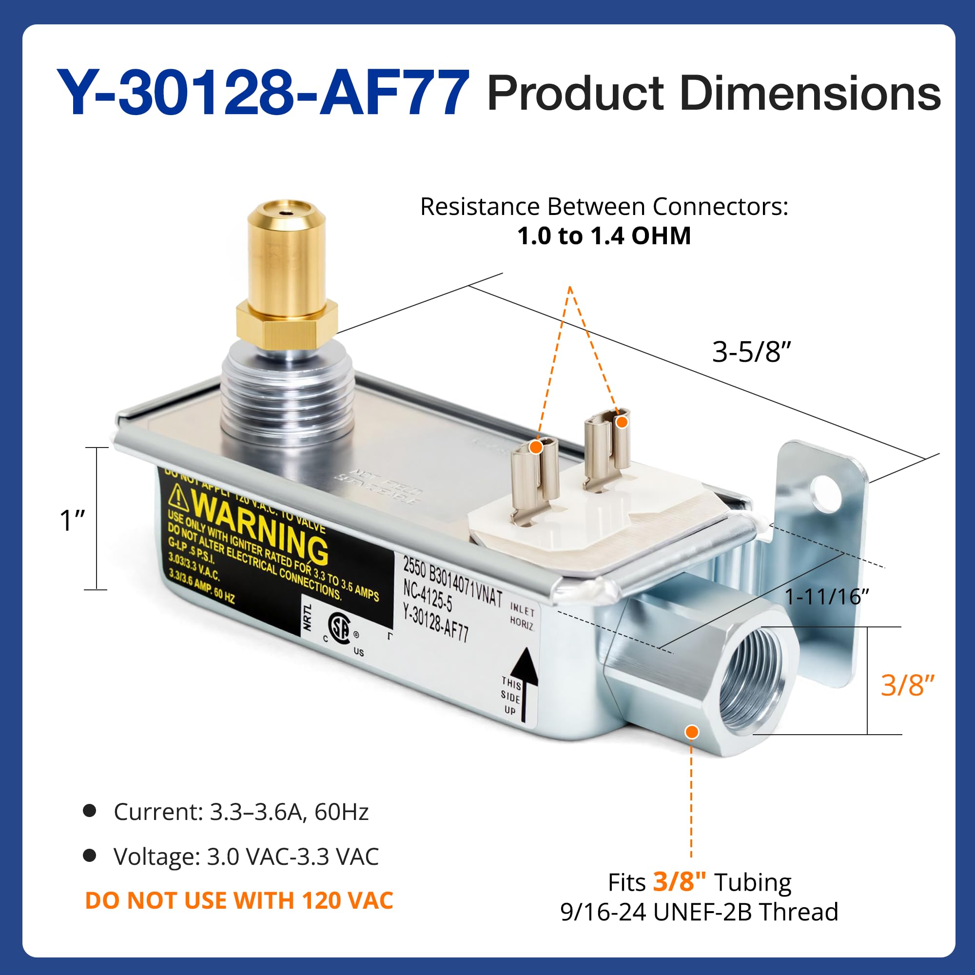 Robertshaw NC-4125-5 Y-30128-AF77 - Válvula de seguridad de gas para estufa de gas Awoco y otras estufas de gas