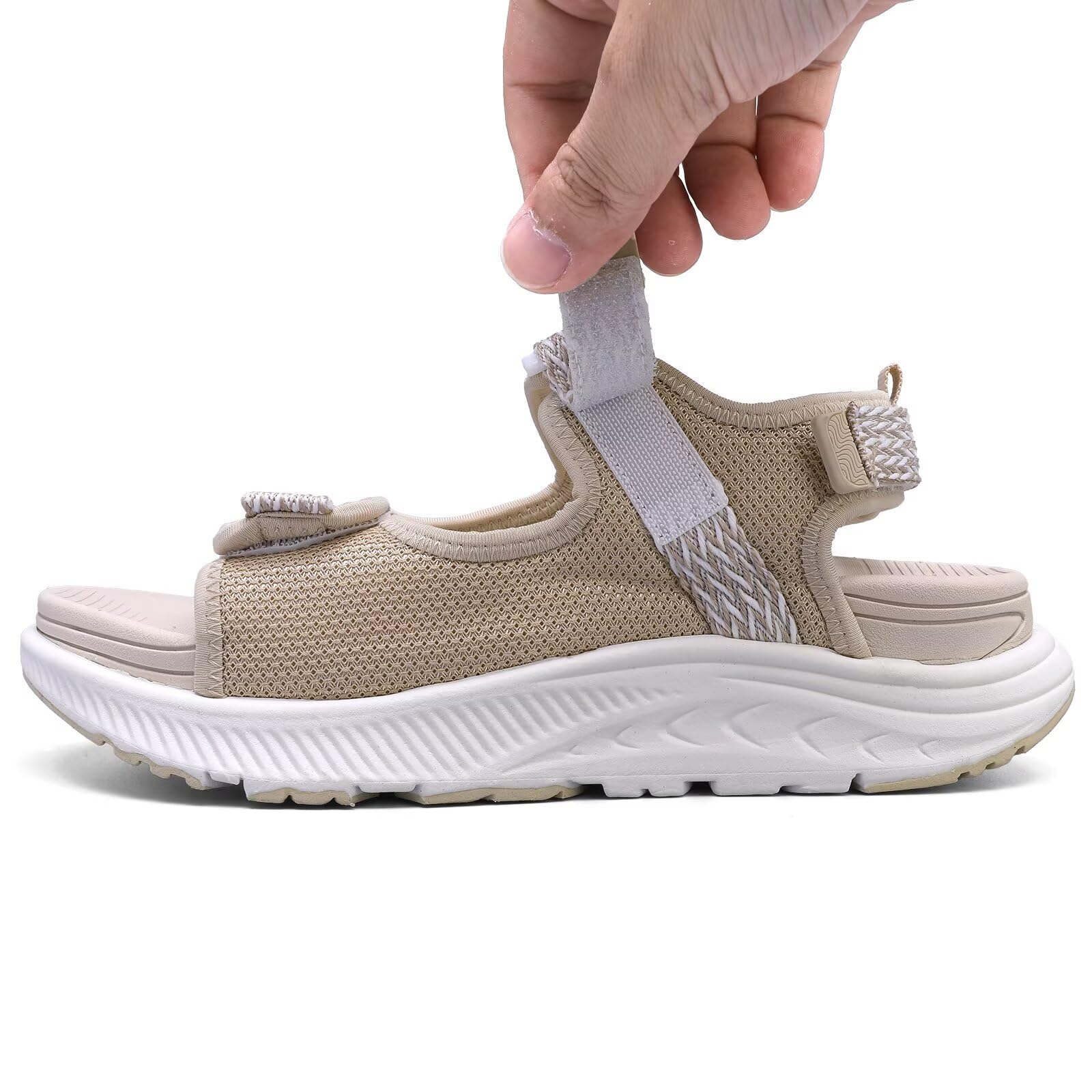WateLves Sandales orthopédiques larges pour femmes diabétiques pour l'été, la marche, la randonnée, l'eau - Sandales d'extérieur avec sangle réglable - Confortable - Soutien de la voûte plantaire