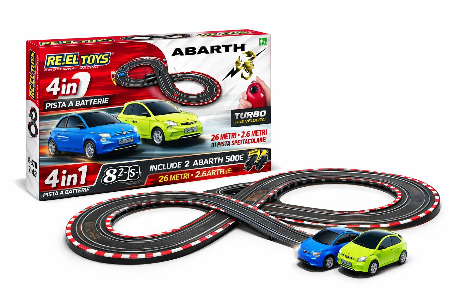 Pista Macchinine Telecomandate Pista Elettrica con 2 Slot Car Grande Semi- Professionale Adulti e Bambini 2,6 Metri, 4 in 1 con Telecomando