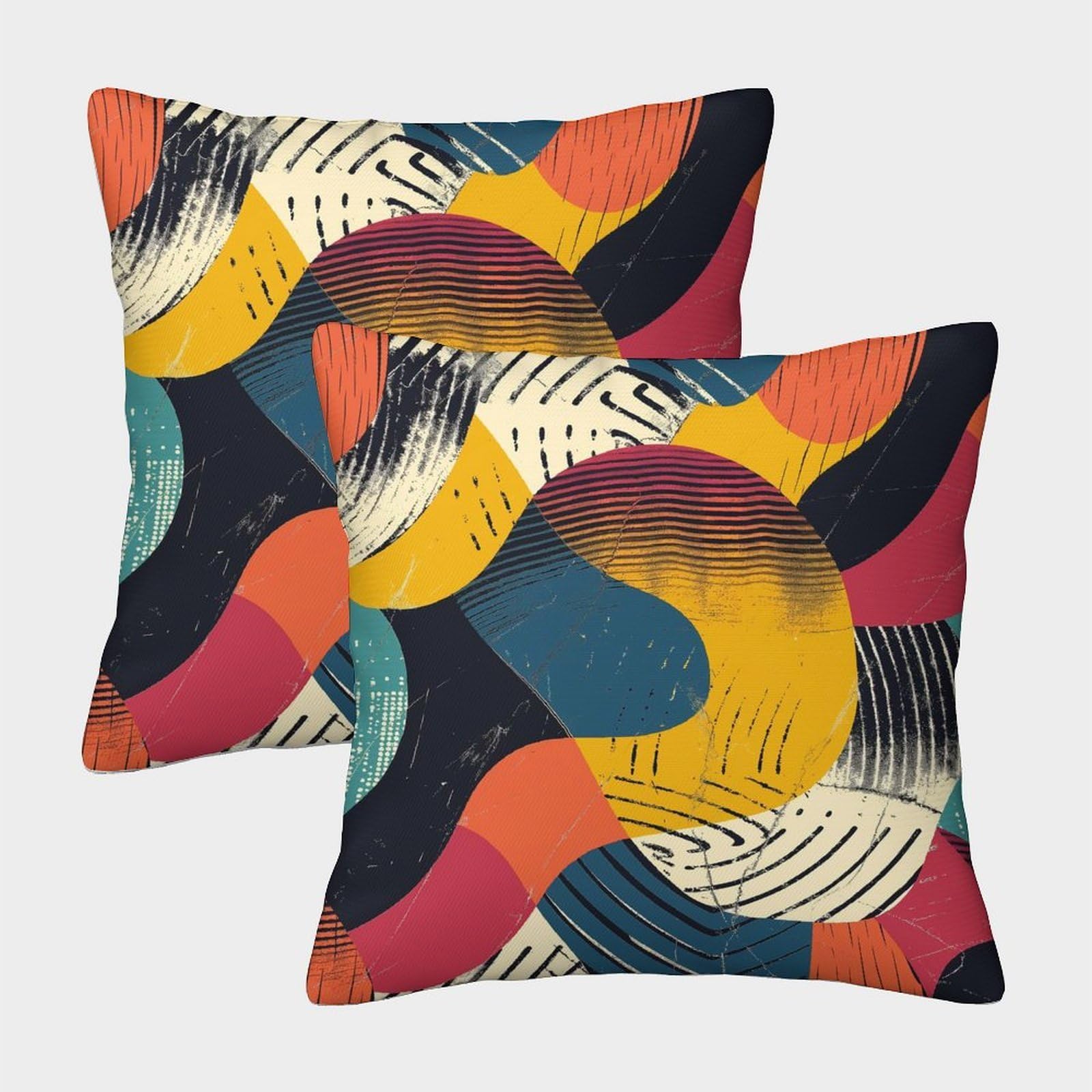 kaiyun 2 Pack Abstract Graphics, Colorful Patterns Pillowcase 45x45cm, Cushion Cover,3D Digital Printing Bed Sofa Decorative