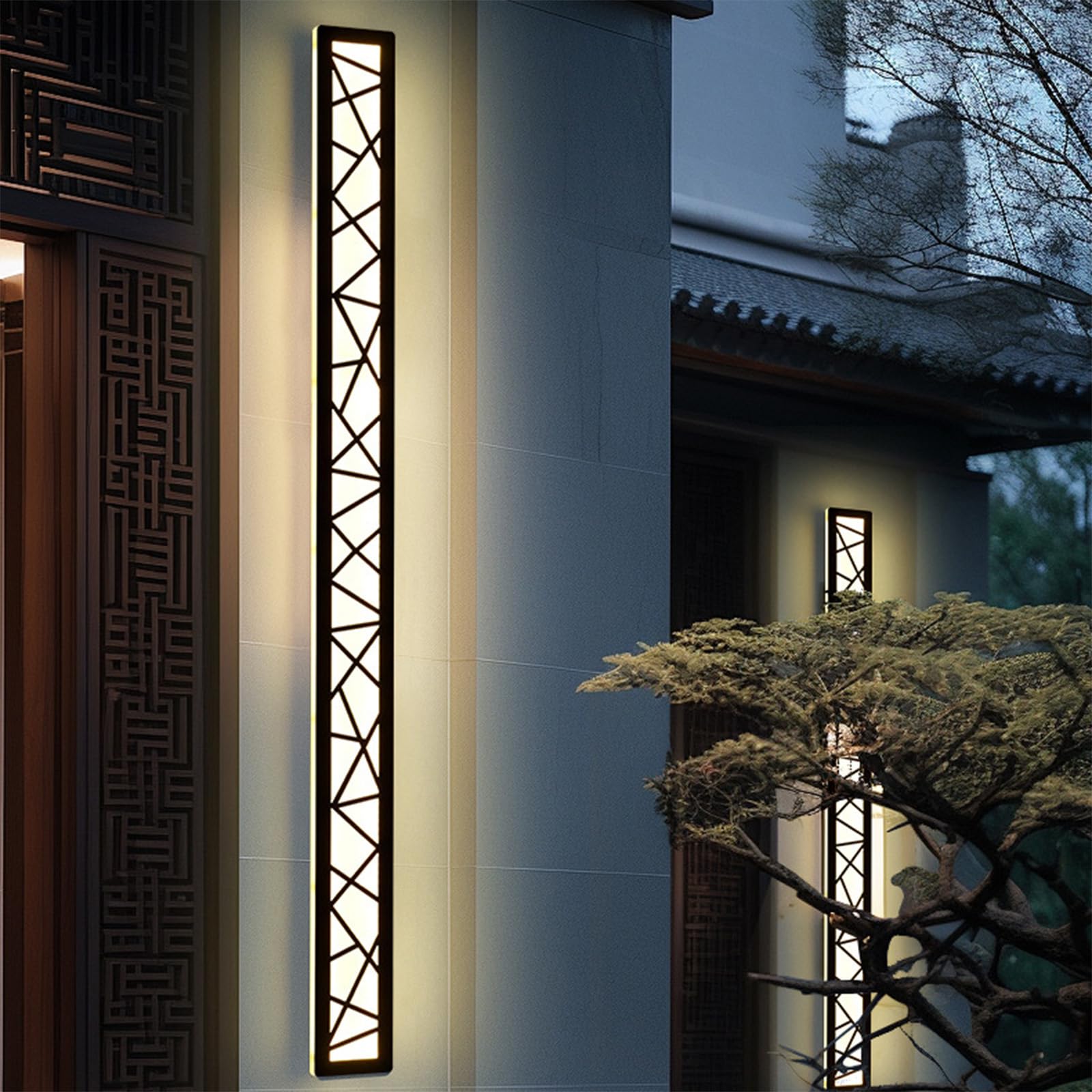 LED Außen Lange Wandleuchten IP65 Wasserdicht Dimmbar Wandlampen mit Fernbedienung Wandbeleuchtung Villa Aussen/Innen Gartenwandbeleuchtung Garage Terrasse Korridor 3000K-6500K (Schwarz,150cm)