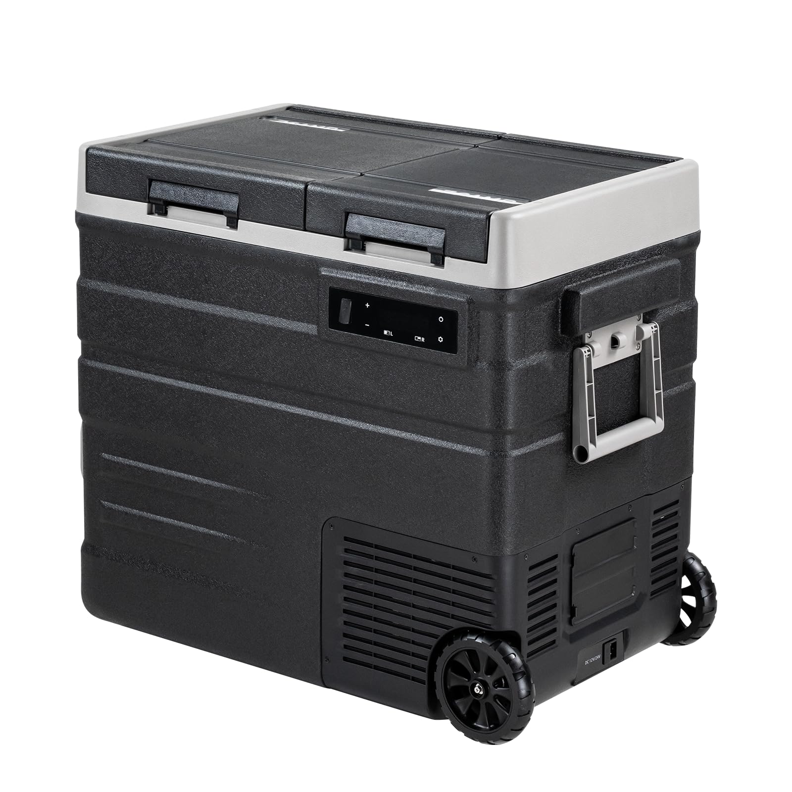 zcamp UD65 57L Kompressor Kühlbox Auto Kühlbox Elektrisch Dual Zone, mit LED-Touch、Rädern und klappbarem Zuggriff, Tragbare Camping Gefrierbox 12/24v für Lkw, Boot, -20℃-20℃