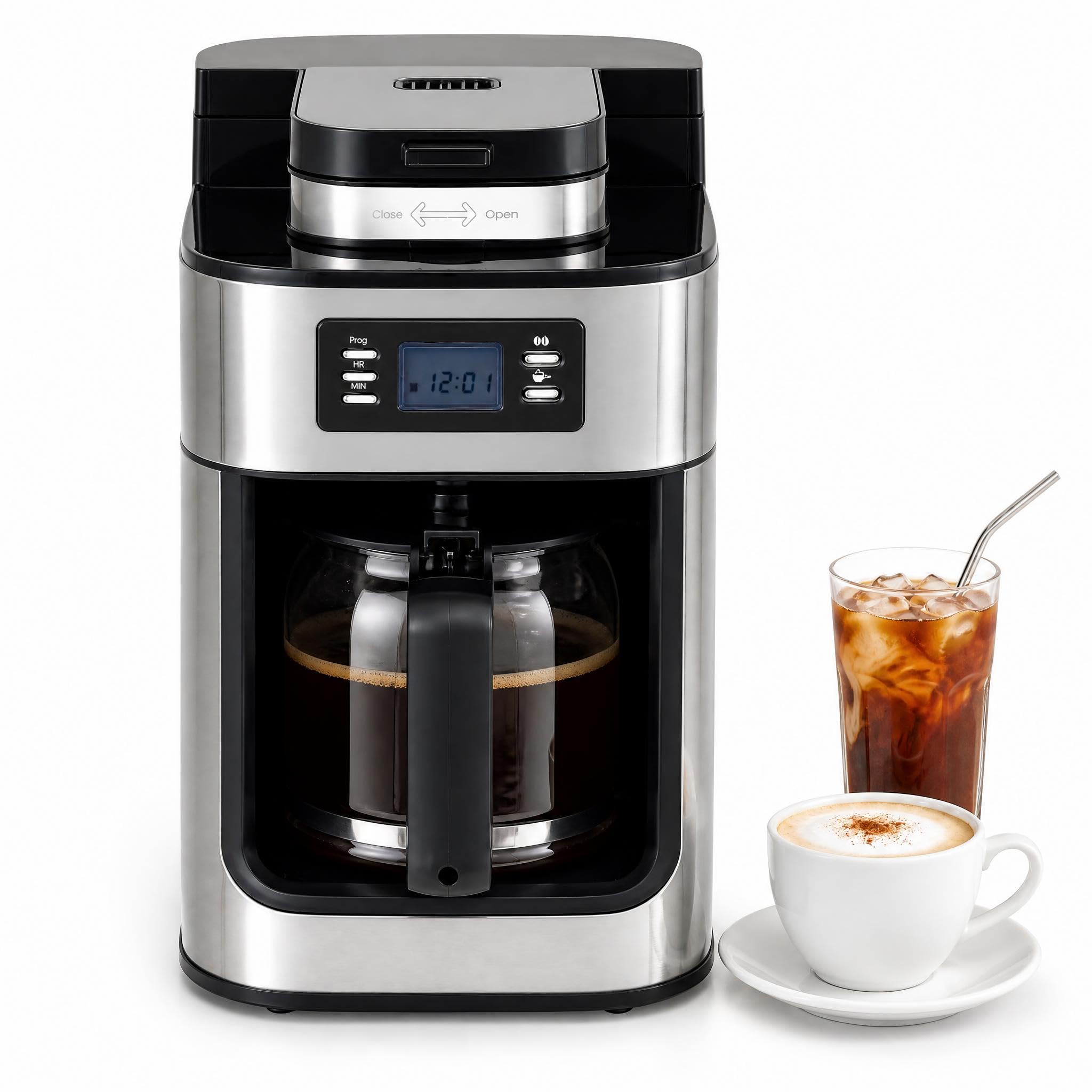 GIANTEX Machina da Caffè Americano a Goccia, con Macinacaffè e Caraffa, 1 L