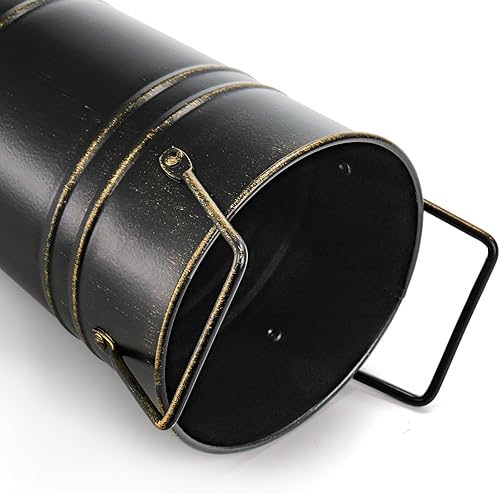 Miniatura 3 de ZOOFOX Paquete de 4 jarrones galvanizados de metal, jarrón negro alto de 9 pulgadas con asas, cubo de flores francesas de granja, centro de mesa de