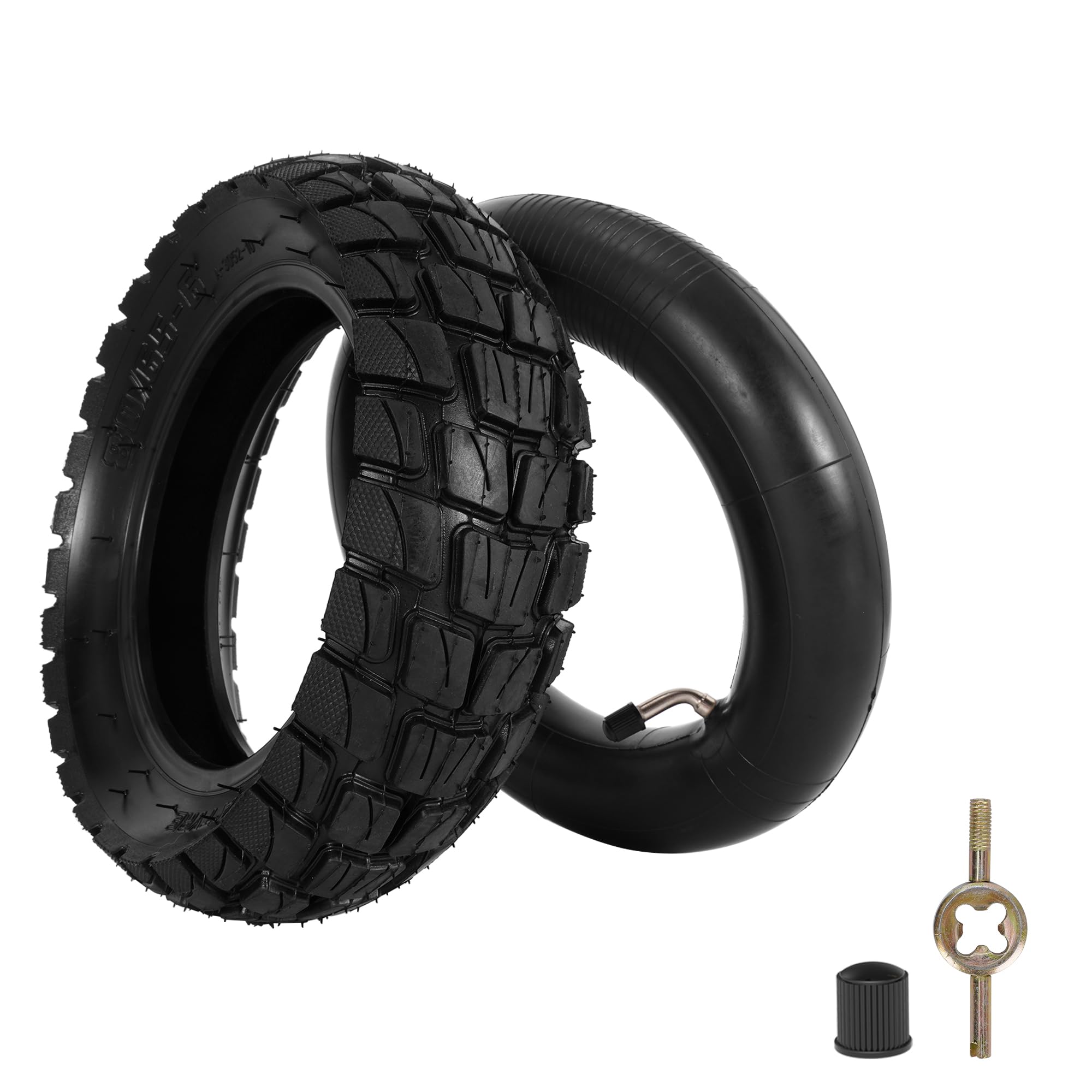 80/65-6 Tyre with Inner Tube, 10x3.0 Inflatable Off Road Tyre for Electric Scooter Pneumatic E-Bike 255x80 Tyres compatible with 36v 48v 400w 500w 800w Hub Motor Mijia M365