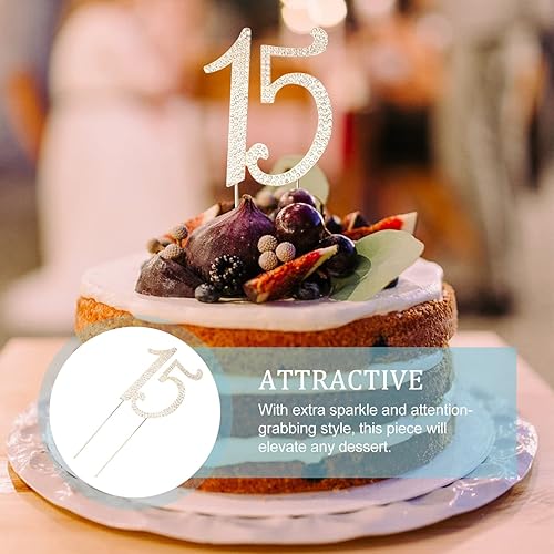 Miniatura 7 de VALICLUD Decoraciones de quinceañera para 15 cumpleaños con purpurina y diamantes de imitación para decoración de cumpleaños, aniversario,