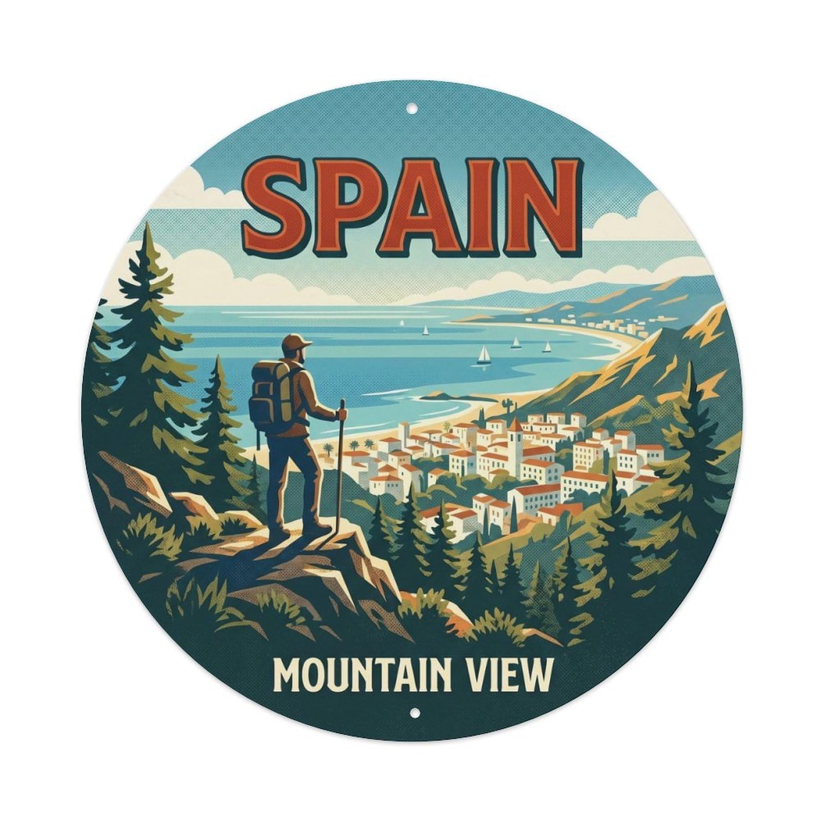 Marbella Mountain View Spain Landmark Travel Metal Tin Sign