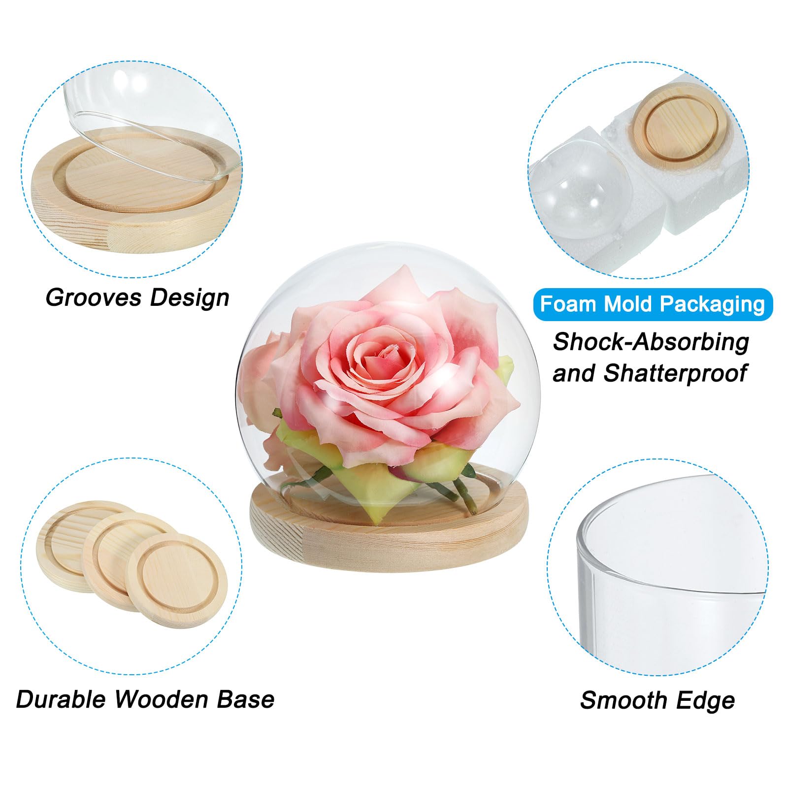 PATIKIL 4" Clear Cloche Glass Dome - Image 3