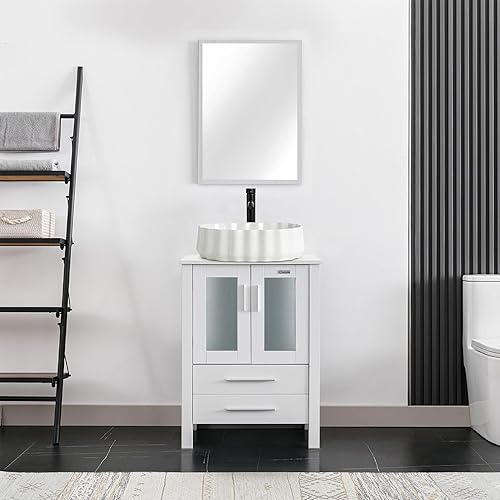 Miniatura 132 de eclife - Lavabo de baño de 24.0 pulgadas con encimera, gabineta de estilo contemporáneo Turquesa Cuadro