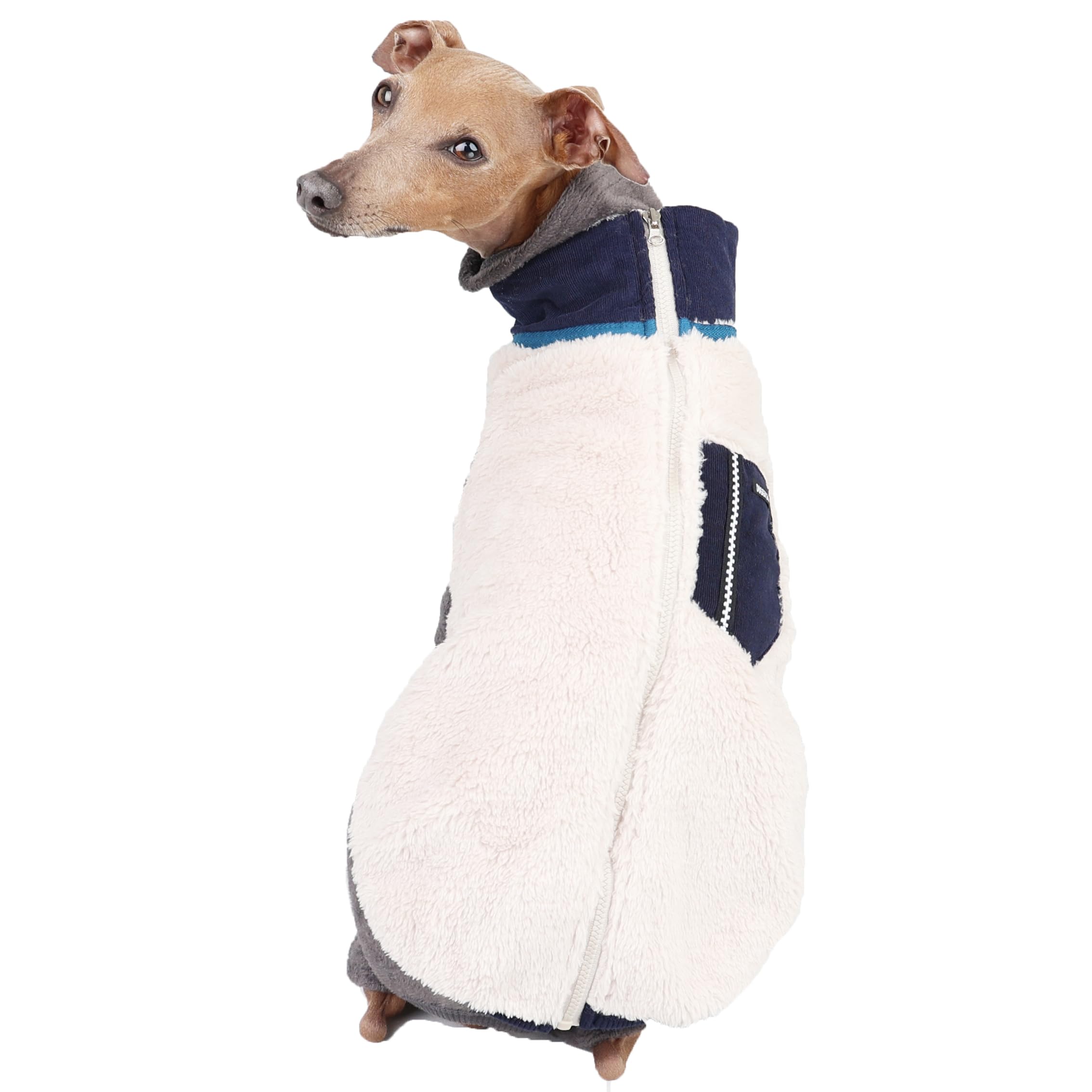 D DOGGY STAR Italian Greyhound Warm Fleece Zip-up Sweater Jacket Outfit Clothes Whippet for Dog Coat (3XL,Zipup Navy) โ image 1