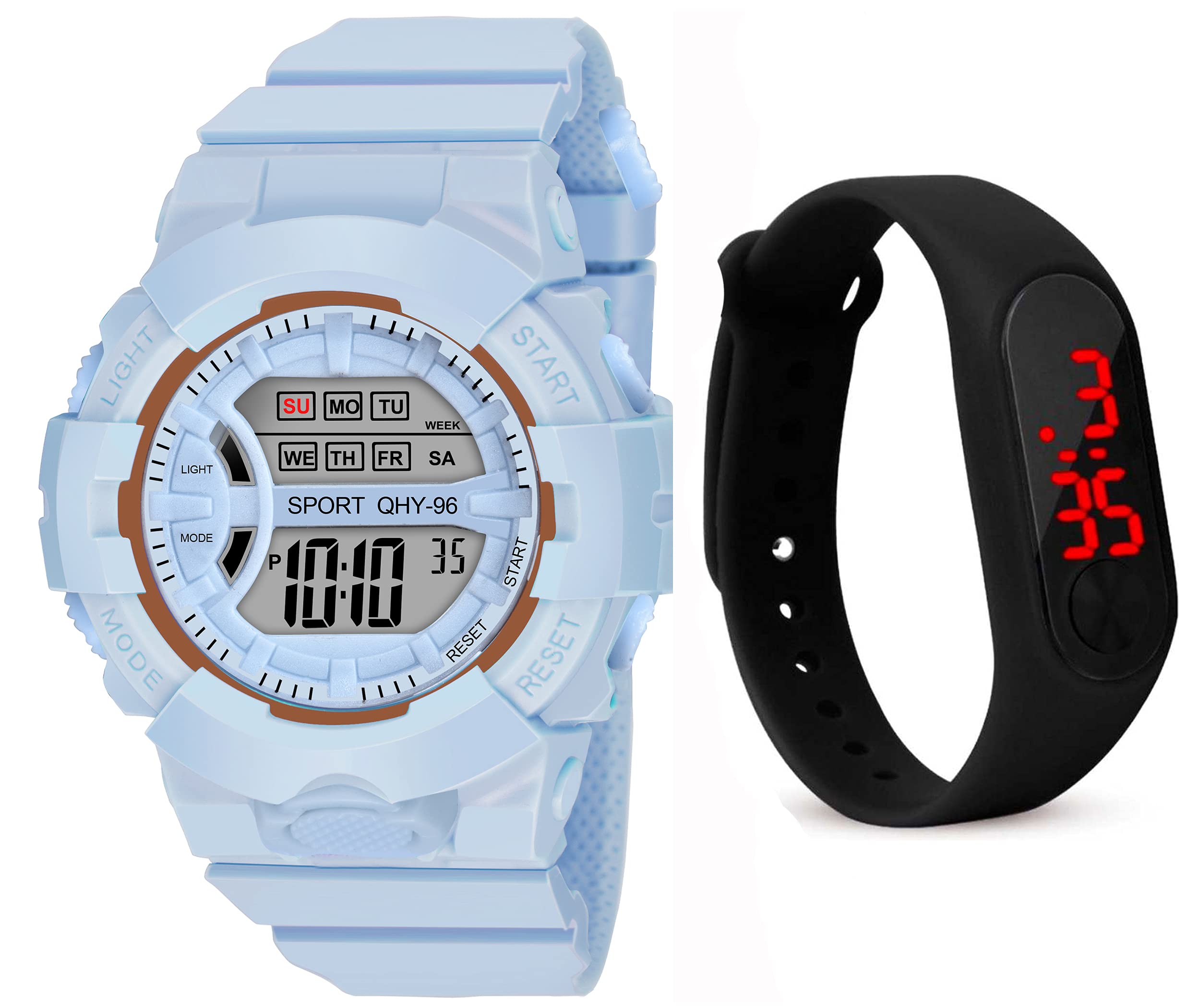 The Shopoholic Shockproof Multi-Functional Blue Strap Waterproof Digital Sports Watch and Black Led Band for Kids Watch for Boys (B096VYBZZ4) Amazon Price History, Amazon Price Tracker