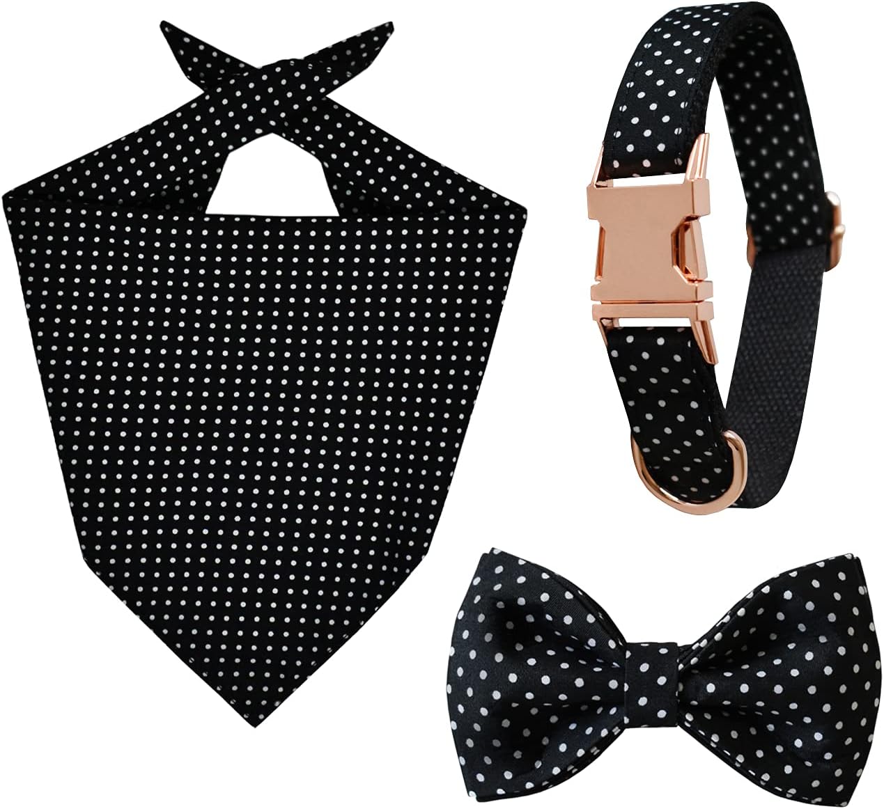 Bowite Elegant Dogs Collar with Bowtie and Bandanas Sets, Quick Release Buckle, Adjustable & Comfortable Collars Scarf Pet Gift for…