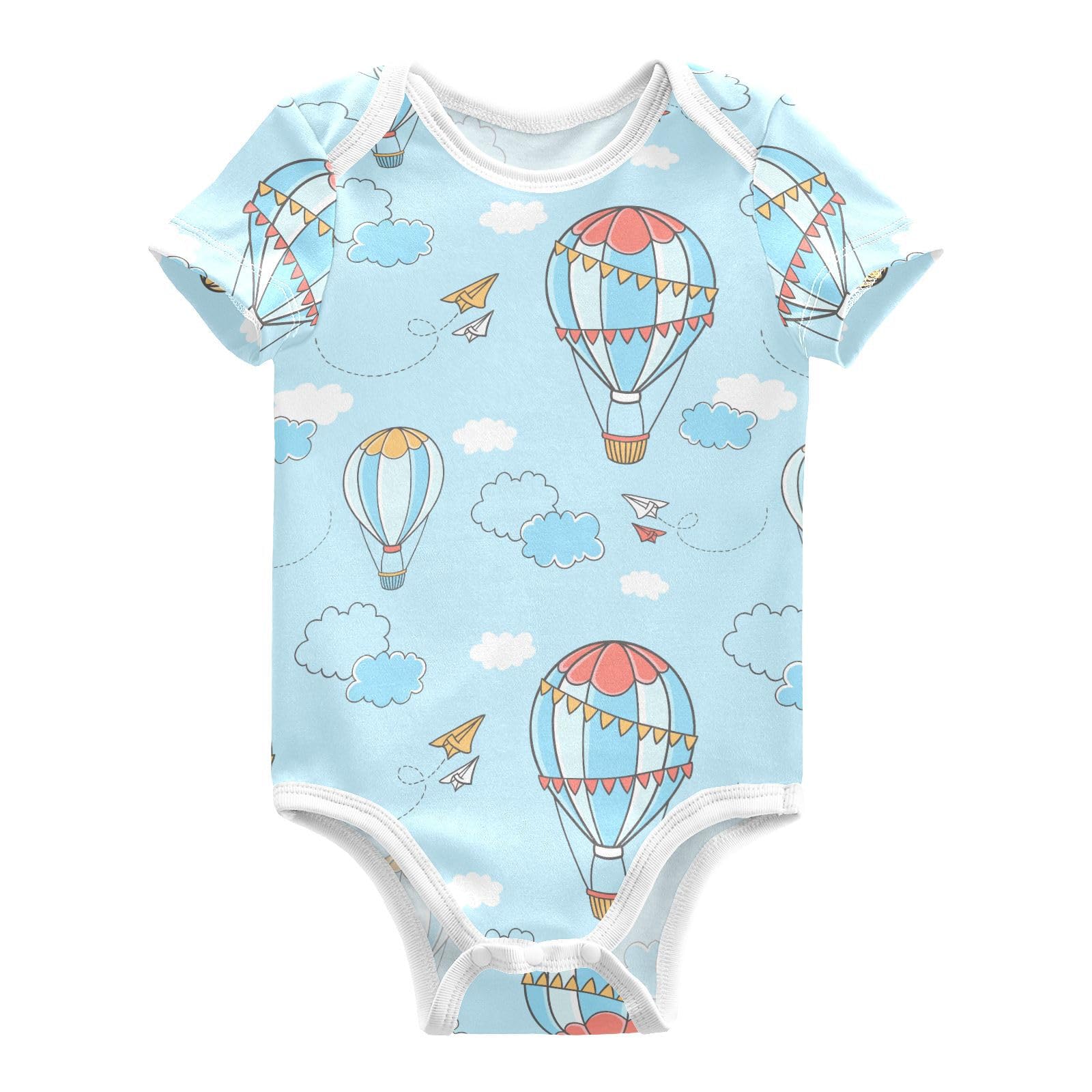 vvfelixl Baby Bodysuits Colorful Hot Air Balloons Short Sleeve Baby Onepiece Clothes for Newborn Boys Girls Infant 9-12 Months