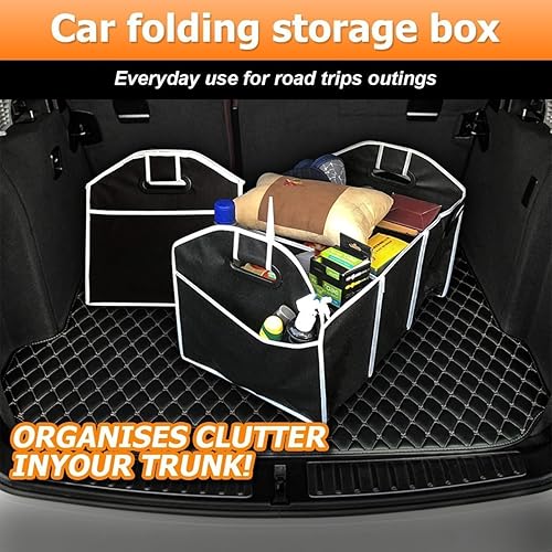Miniatura 4 de Organizador de almacenamiento plegable para maletero de automóvil con 3 compartimentos, cajas de almacenamiento de coche de gran capacidad, bolsas