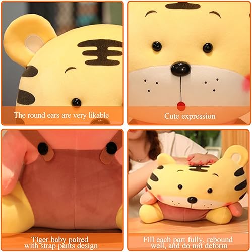 Miniatura 3 de AUCOOMA Animales de peluche de tigre de 9 pulgadas, lindos juguetes de peluche de tigre amarillo, regalos para niños