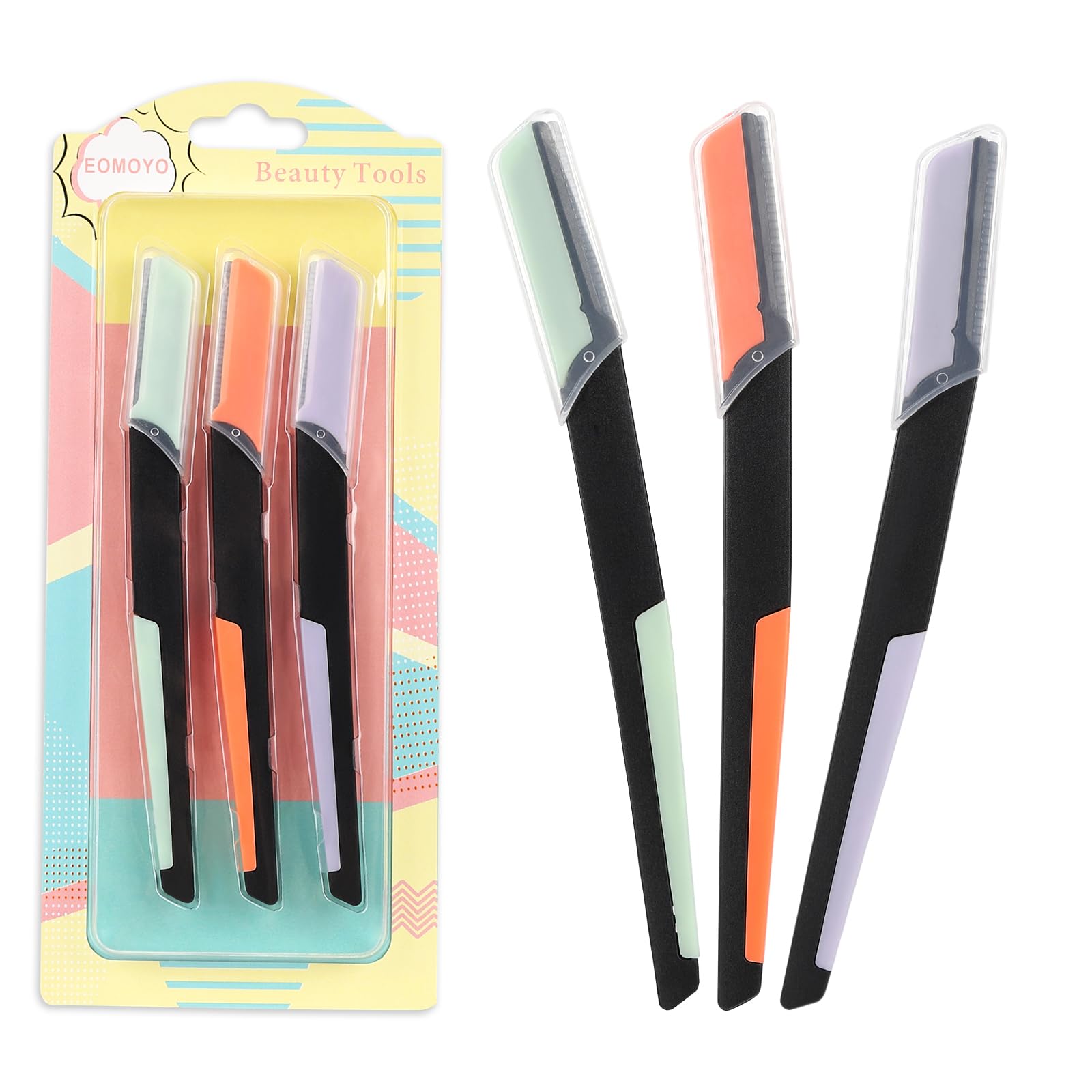 Dual-Tone Eyebrow Razor for Women, Value 3-Pack – Exfoliating Face Shaver & Facial Hair Remover, Safe & Precise Beauty Tool for Perfect Brows, Clean Girl Aesthetic