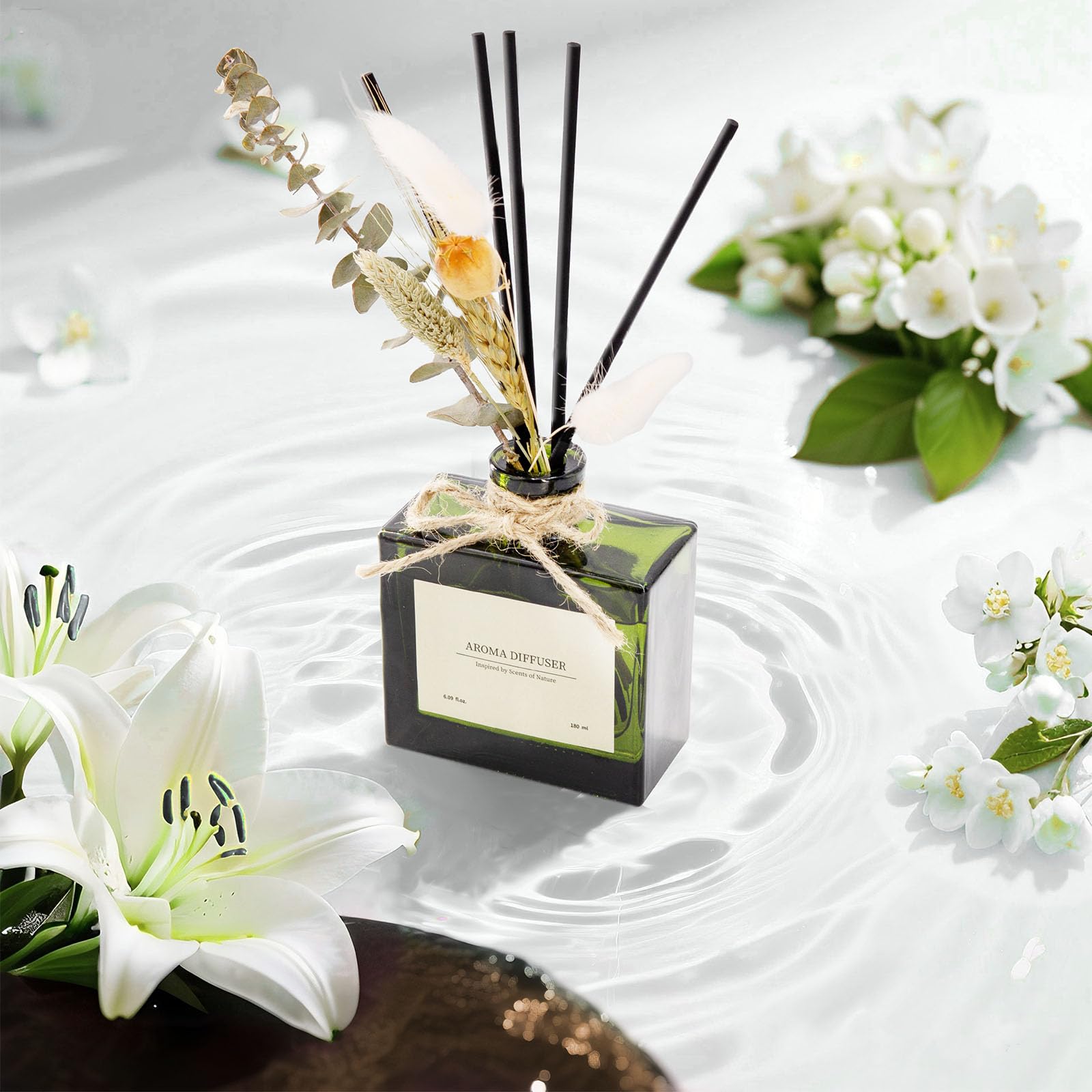 Saussavita Profumatore per Ambienti, Fragranza Gelsomino & Giglio, 180 ml Diffusore Profumo Ambiente 120 Giorni di Lunga Durata con Bastoncini per Casa Bagno e Ufficio, Decorazione Della Casa