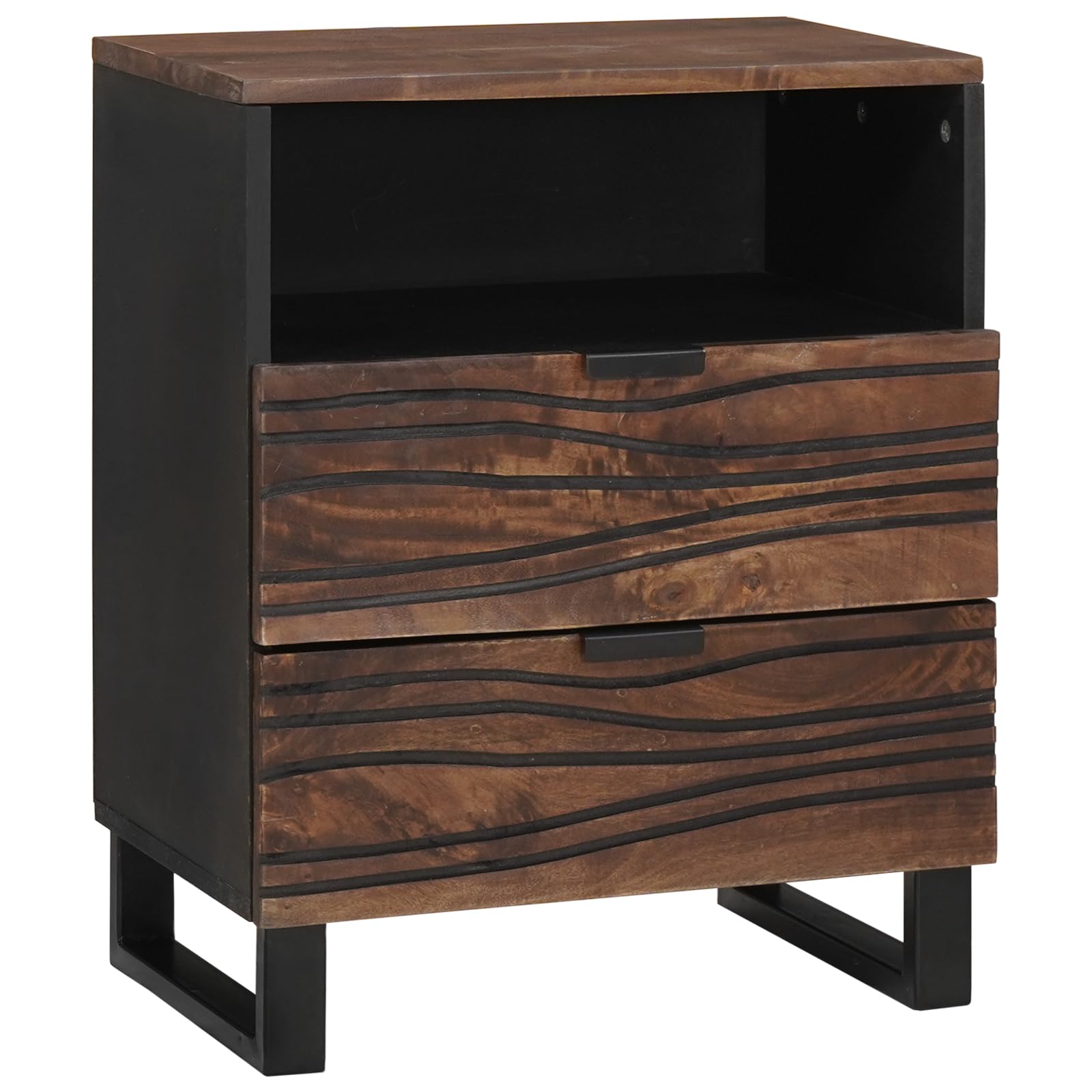 Table de chevet en bois de noyer et métal pour résoudre le manque de rangement de nuit