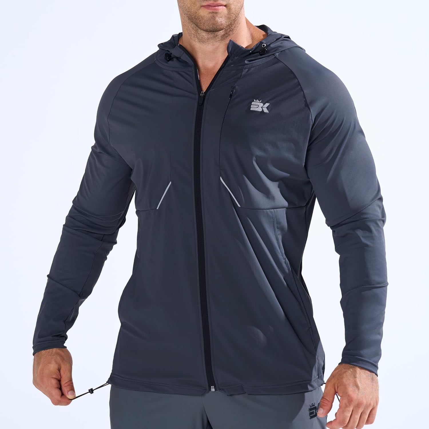 BROKIG Mens StealthZip Lightweight Running Jackets, Full Zip Workout Hoodie Track Windbreaker Athletic Gym Sweatshirts - Image 6