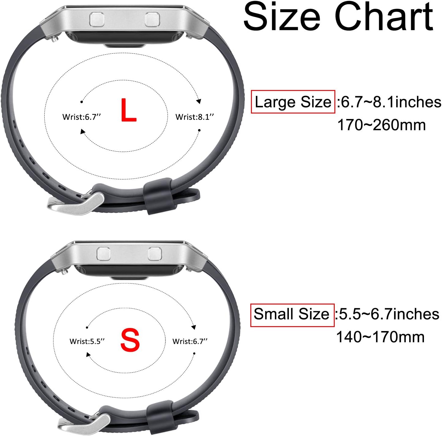 [3 Pack] Silicone Bands Compatible with Fitbit Blaze Bands for Women Men, Replacement Sport Wristband for Fitbit Blaze Smart Fitness Watch, Not Included Blaze and Frame (Small, Silver, Black, Gold)