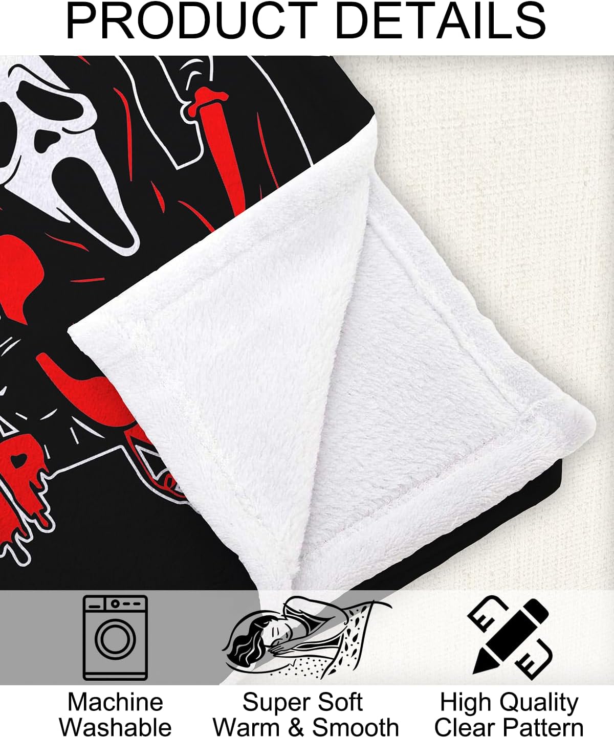 50''x 60'' Funny No You Hang Up Horror Ghost Fleece Throw Blanket - Cozy Lightweight Thick Blanket - Soft Fuzzy Plush Blankets Throws for Bedroom Bed Sofa(Black)