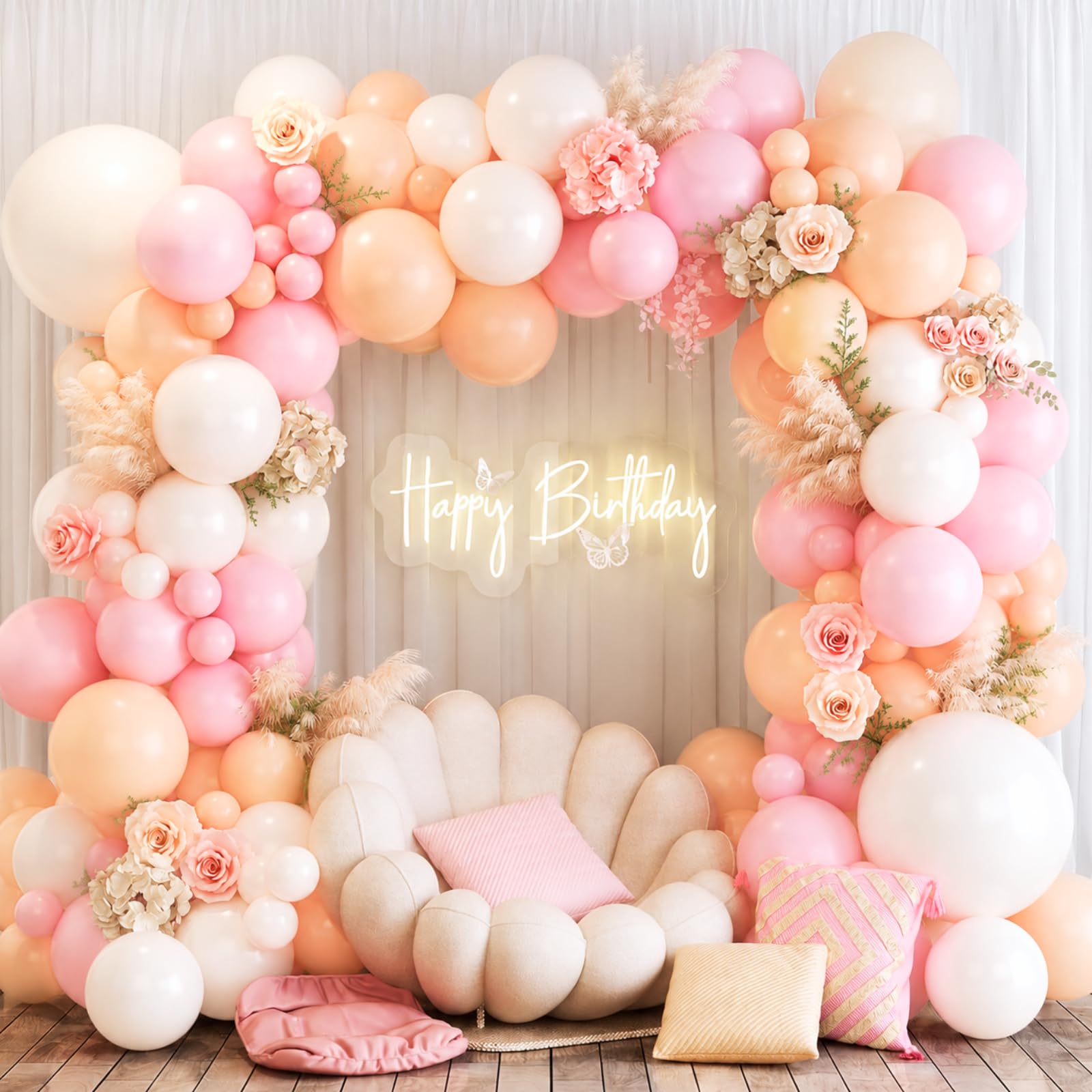 Zestaw łuków neutralnych balonów, 122 szt., kość słoniowa, biały, makaronik, różowe, cieliste, matowe balony dla dziewcząt, boho, urodziny, ślub, zaręczyny, zakurzony różowy, przyjęcie, baby shower