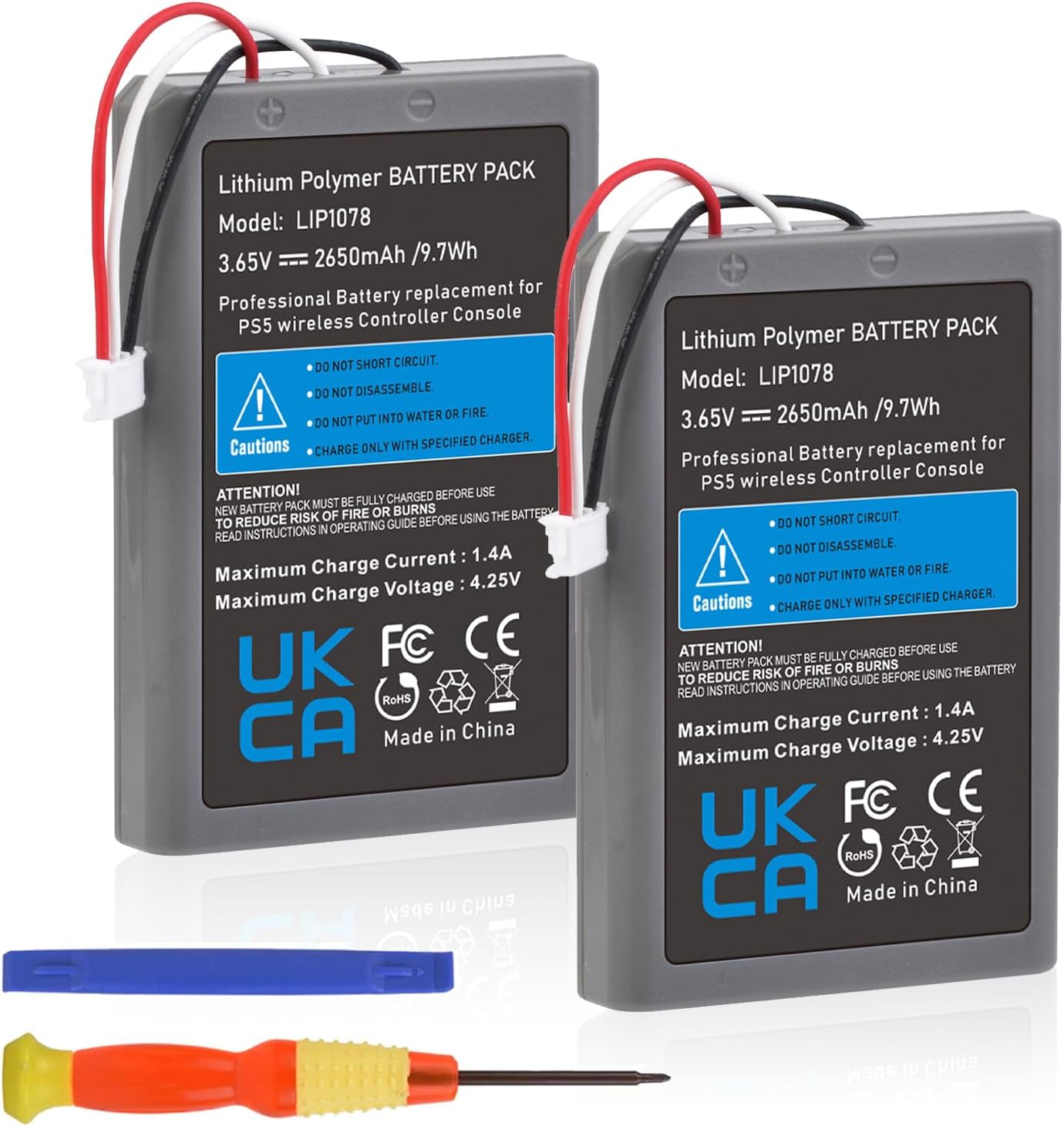 Pickle Power 2Pcs 2650mAh PS5 Controller Battery LIP1078 Battery Replacement for Sony Playstation 5 DualSense CFI-ZCT1W Wireless Controller