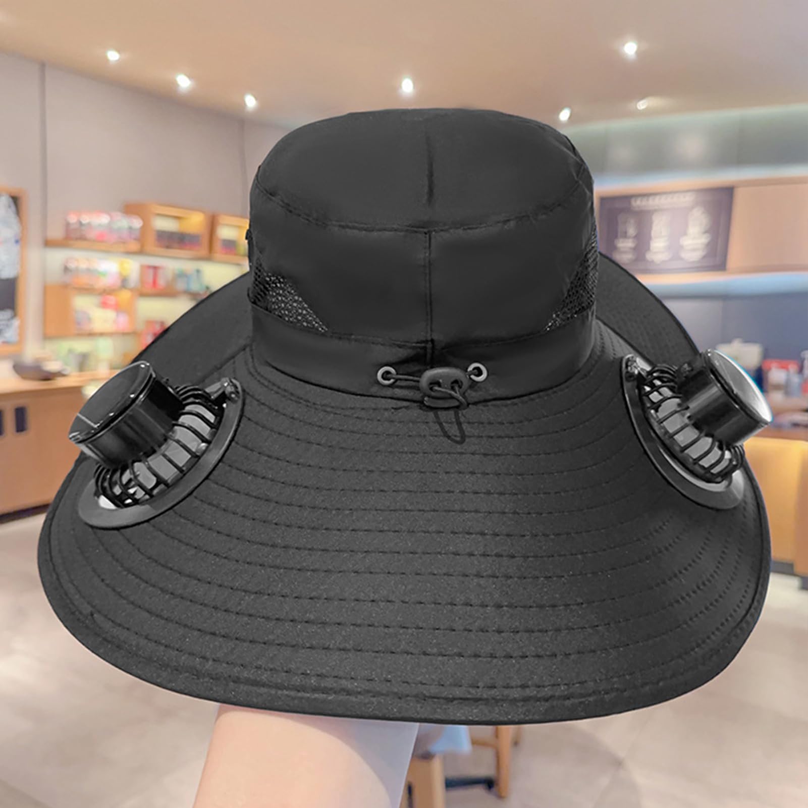 Sombrero Hombre Verano con Ventilador Solar, Gorra Ventilador, 3 Velocidades, USB, ala Ancha Y Resistente a Los Rayos UV, para Actividades Aire Libre, Montañismo, Pesca, Circunferencia: 48-56cm