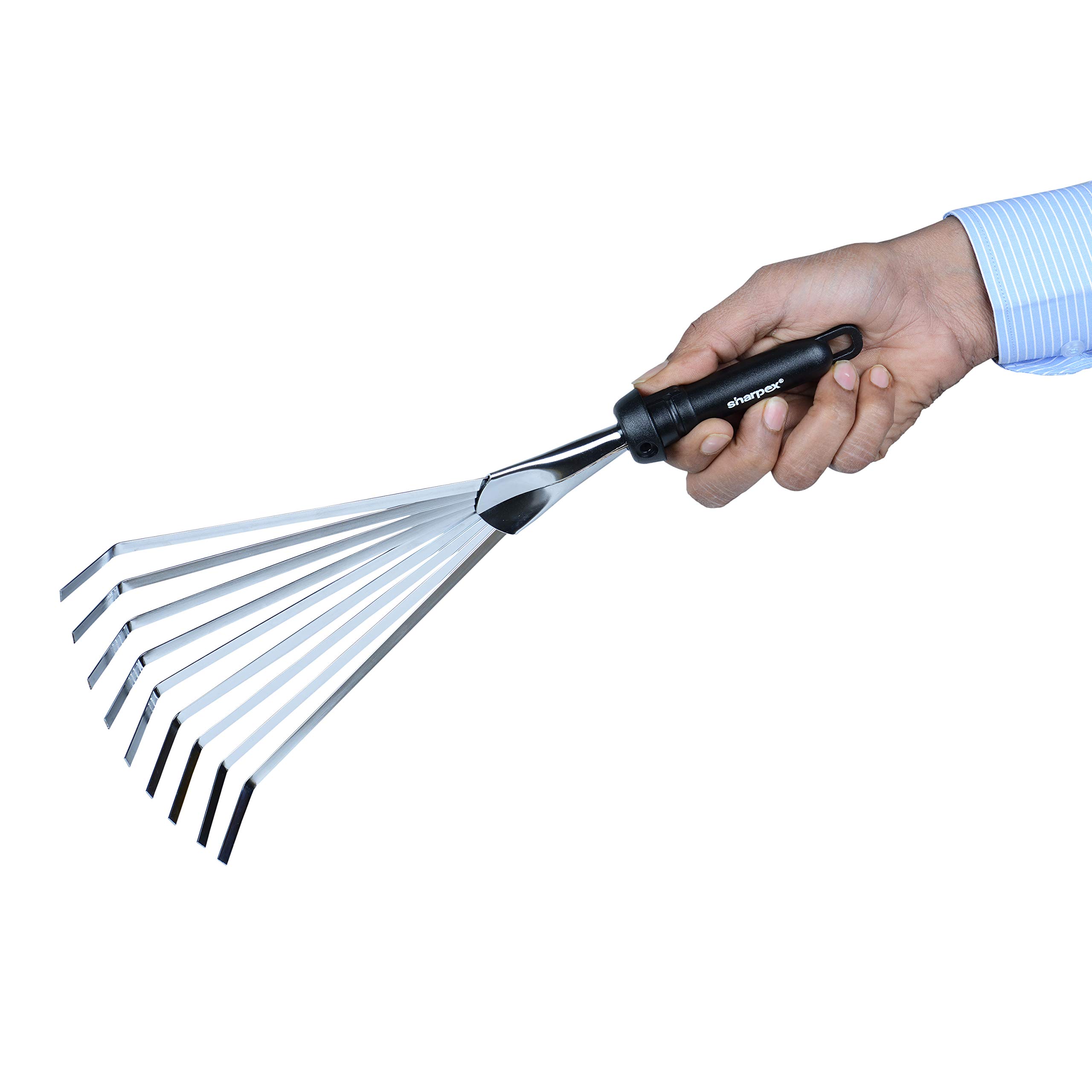 Sharpex Heavy Duty Steel Gardening Hand Rake Soil Tiller | Tooth Rake Garden Tool with Ergonomic Handle | Great for Lawn Leaf Clean up, Cultivating, Loosening Soil & Spreading Mulch (Silver) (B079DHYSF4) Amazon Price History, Amazon Price Tracker