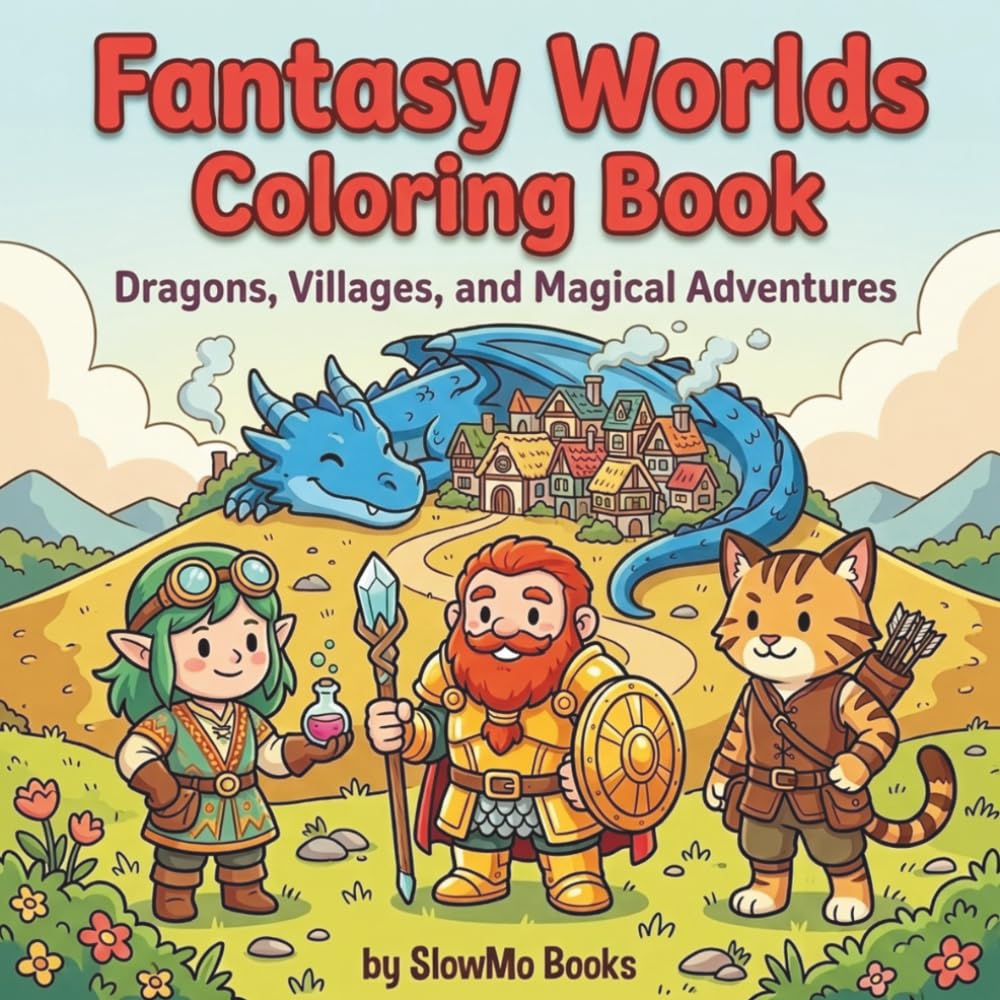Fantasy Worlds Coloring Book: Dragons, Villages, and Magical Adventurers