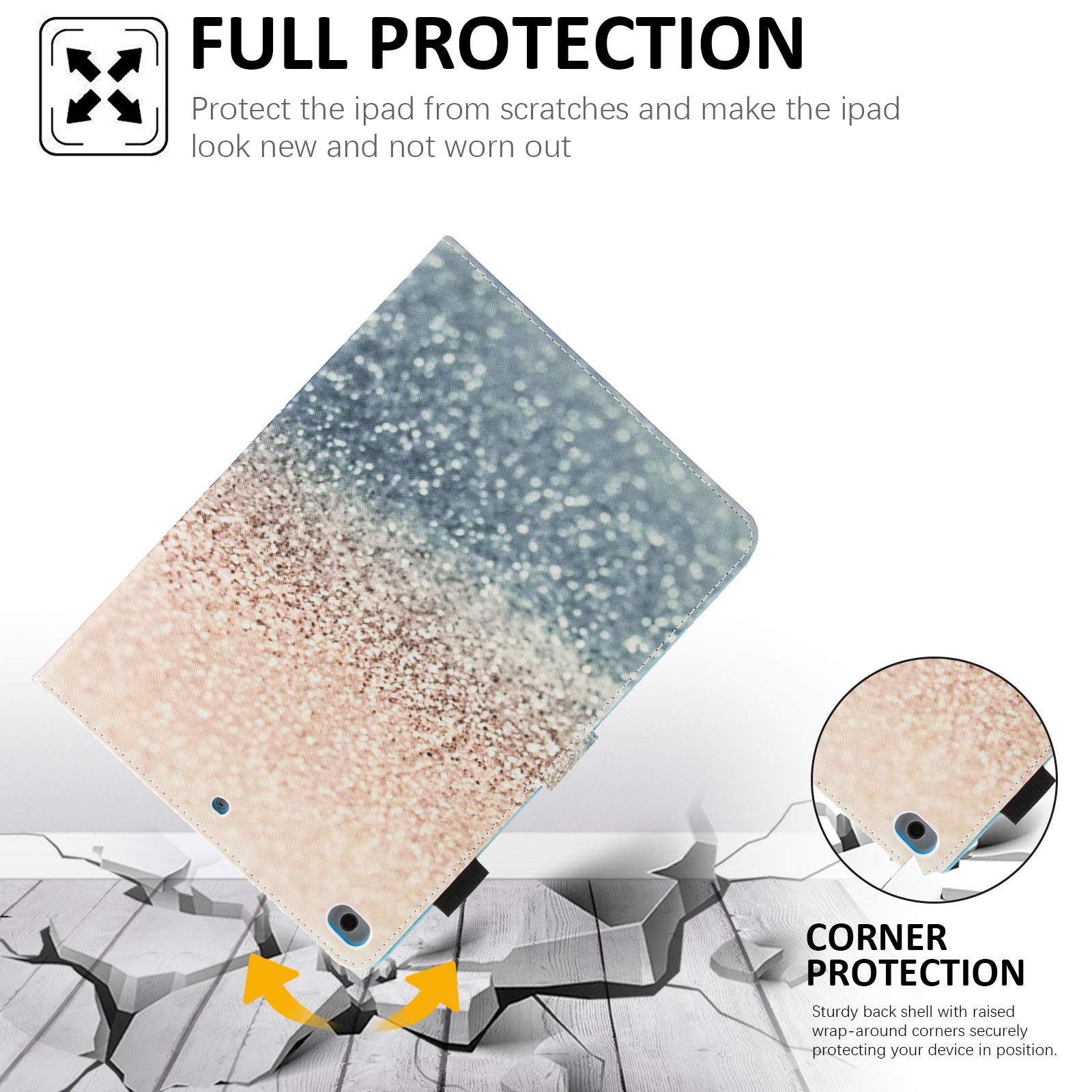 Custodia per iPad 9.7 Inch 2018 (Gen 6)/2017 (Gen 5)/ iPad Air 2 / iPad Air, PU Leather Folio Case Portafoglio con Silicone Interno Case e Porta Carte(Auto Wake/Sleep