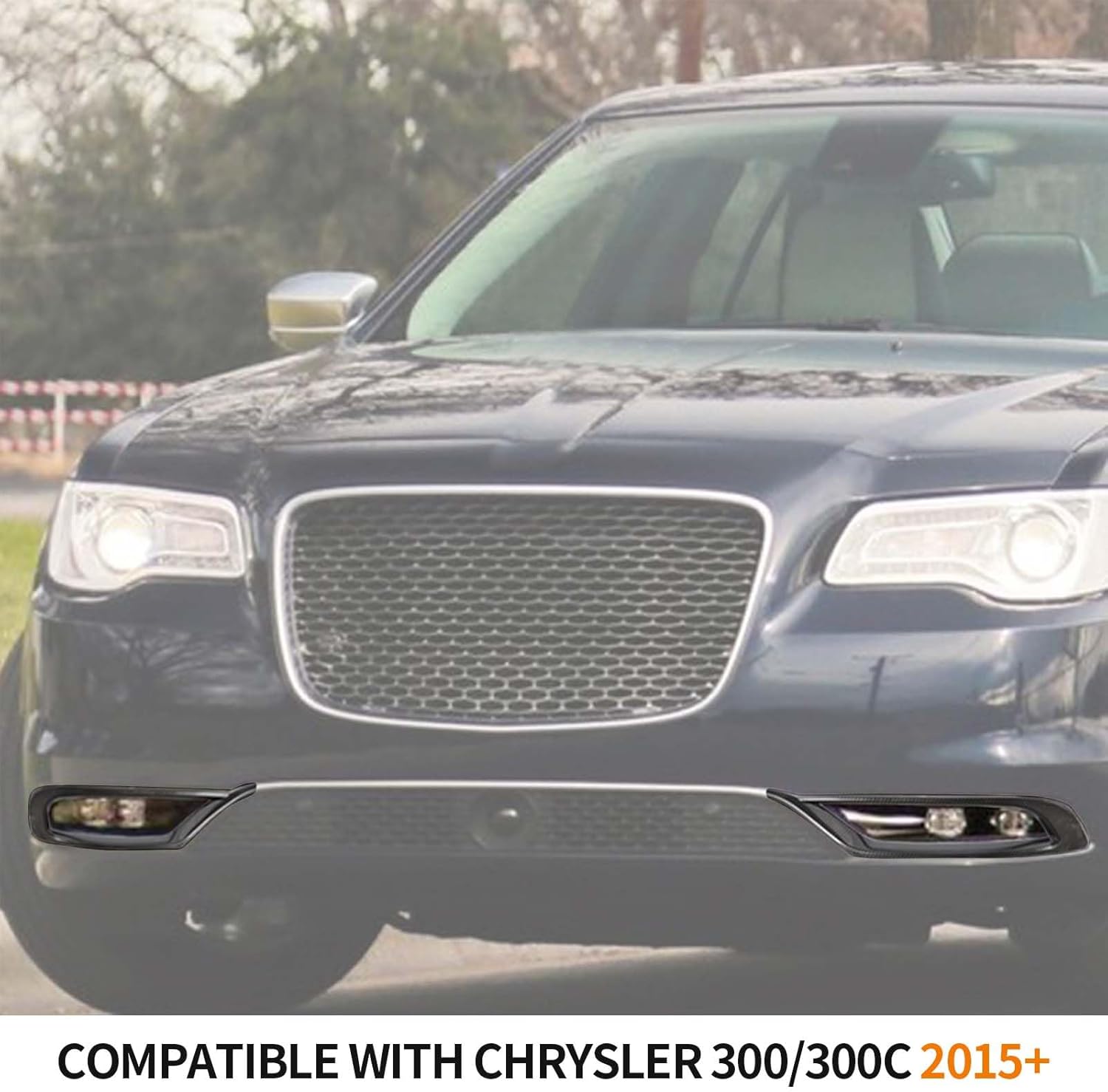 RT-TCZ for Chrysler 300C Front Fog Light Cover Compatible with Chrysler 300/300C 2015 Up Carbon Fiber Exterior Accessories 2pcs
