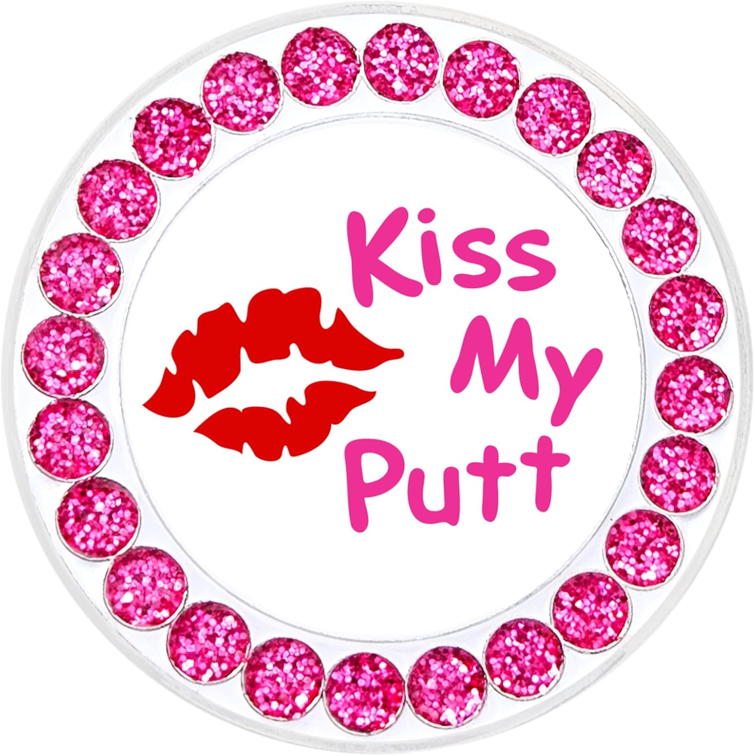 NAVIKA Serenity Golf Necklace with Removable Kiss My Putt Ball Marker with Glitter | Fun Golfing Accessory for Her | Funny Gift for Women Golfers