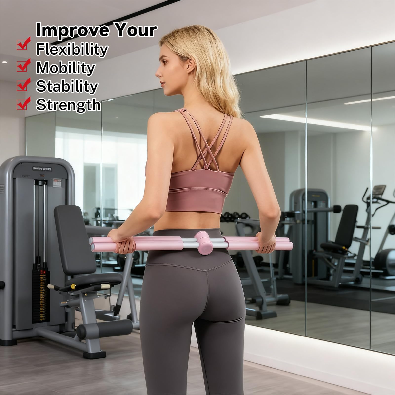 Yoga Stange Haltungskorrektur, Anti-Buckel Yoga Stick für Rücken & Nacken, Haltungskorrektor Y-oga Cross Stick, Rückenschmerzlinderung für Männer und Frauen (Green)