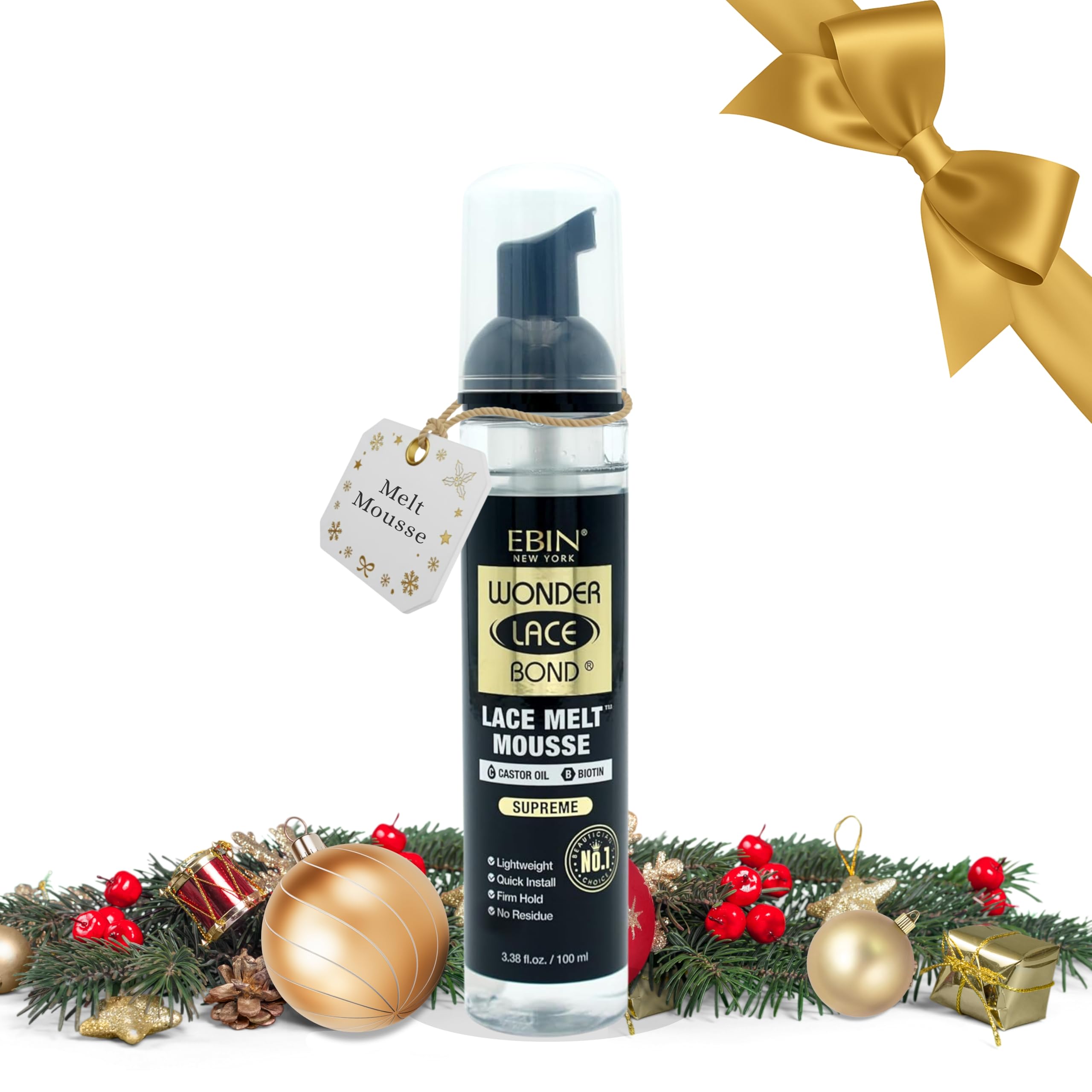 EBIN NEW YORK Wonder Lace Bond Melt Mousse 3.38oz/100ml- Extreme Firm Hold (Supreme) | Biotin + Castor Oil | No Residue, Long Lasting Formula with Protecting Edges, Gives Undetectable and Natural Look