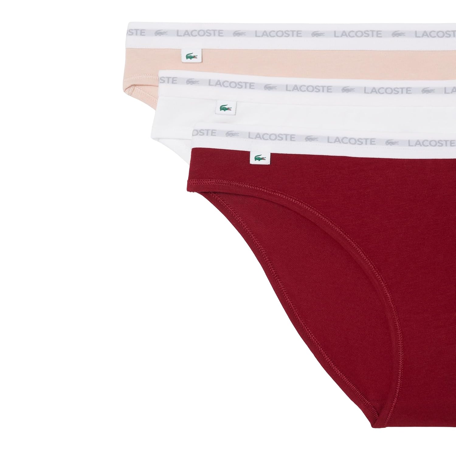 Lacoste Women's Cotton Stretch Briefs, 3-Pack (Amazon Exclusives)